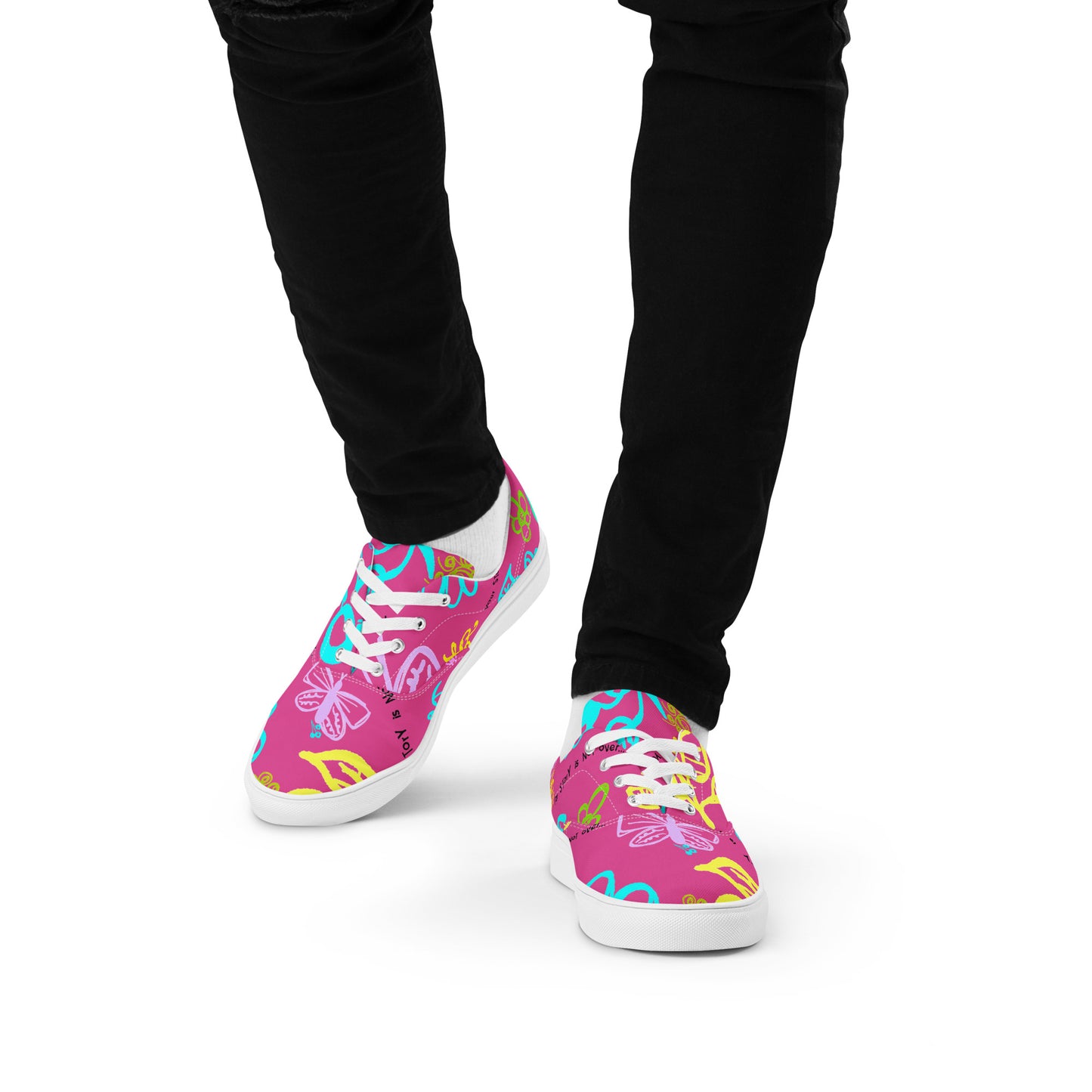 One Day At The Time Pink Men’s lace-up canvas shoes