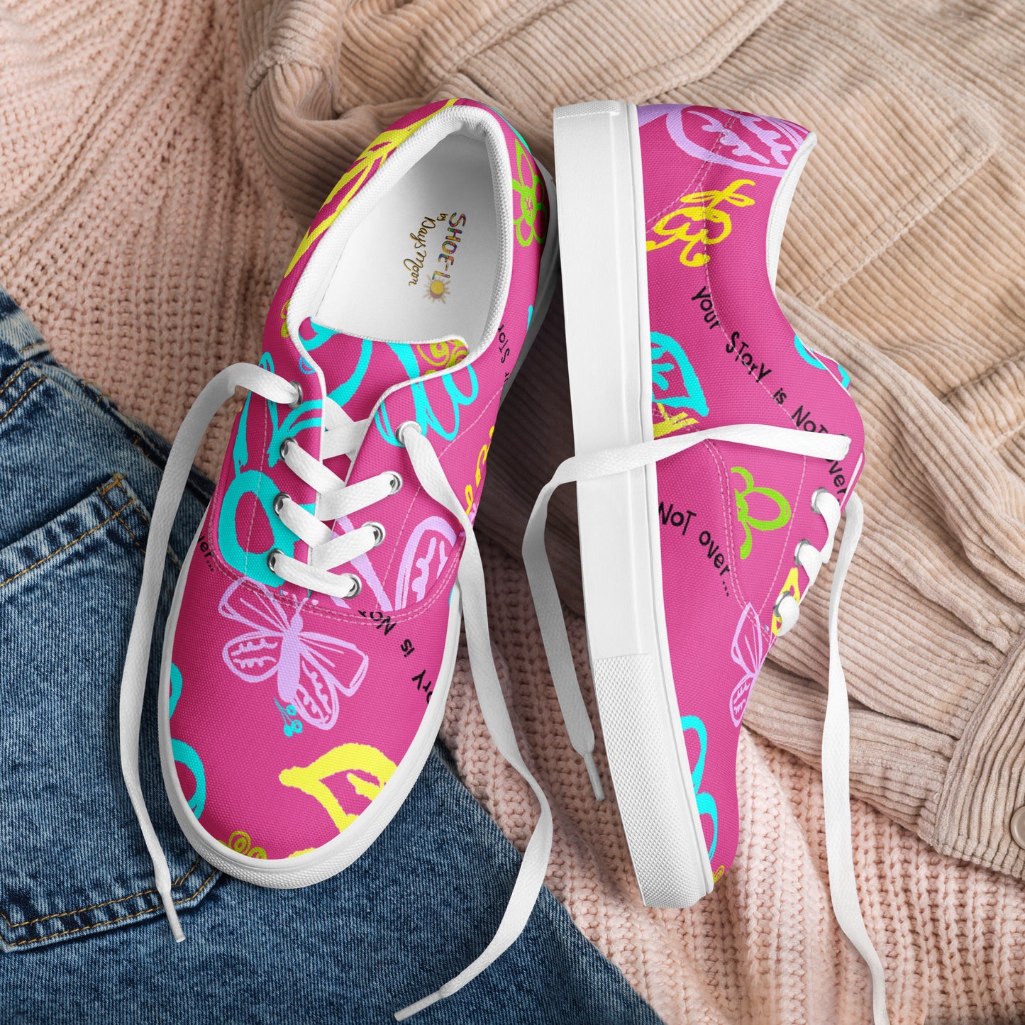 One Day At The Time Pink Men’s lace-up canvas shoes