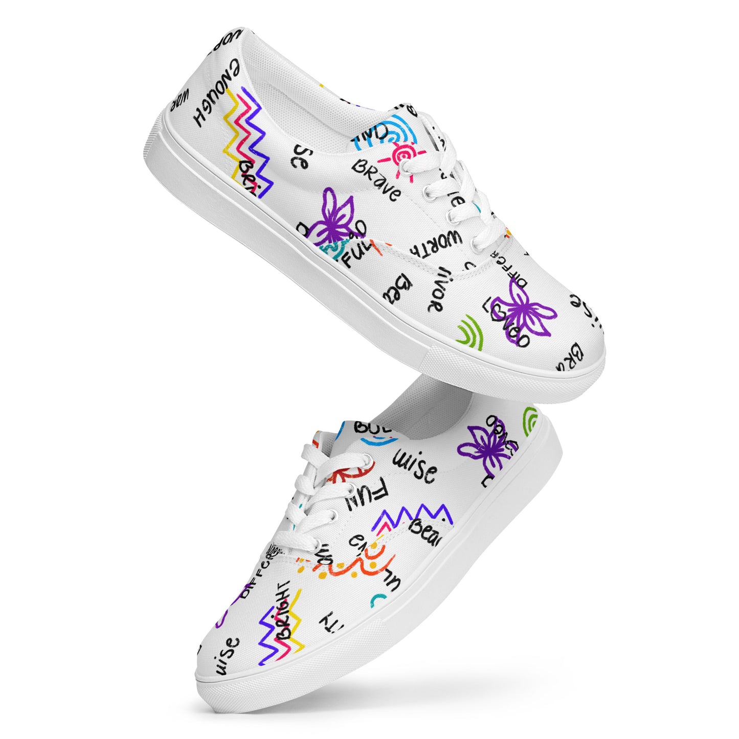 I Am Who I Am Worthy Loved Different Men’s lace-up canvas shoes
