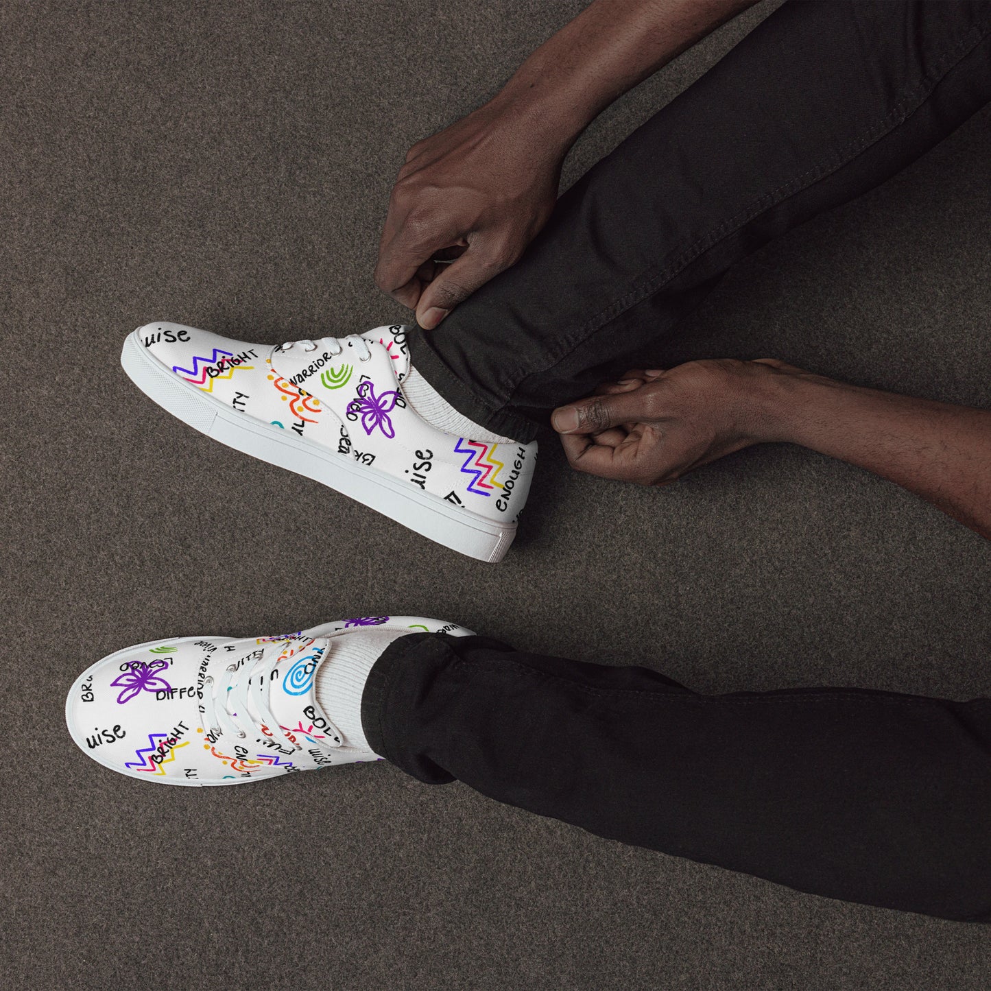 I Am Who I Am Worthy Loved Different Men’s lace-up canvas shoes