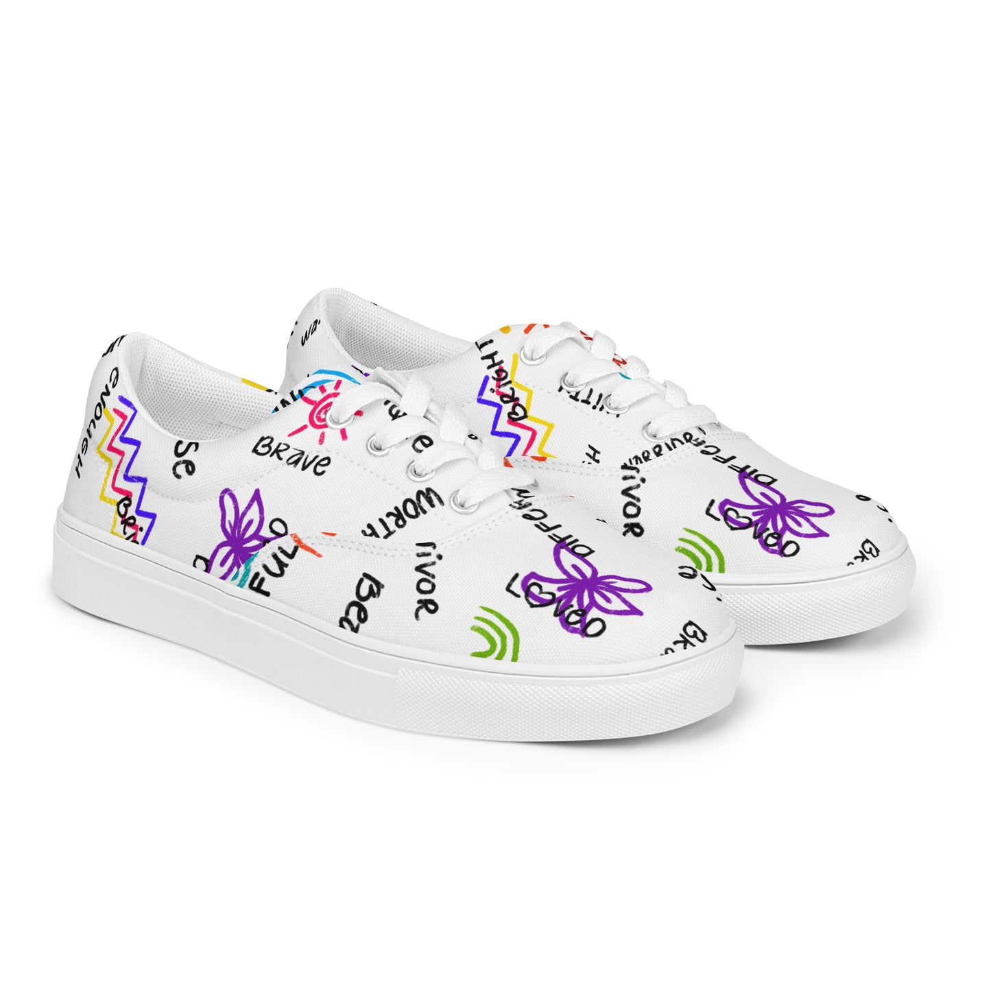 I Am Who I Am Worthy Loved Different Men’s lace-up canvas shoes