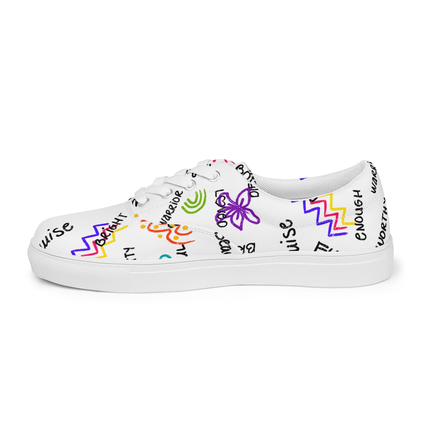 I Am Who I Am Worthy Loved Different Men’s lace-up canvas shoes