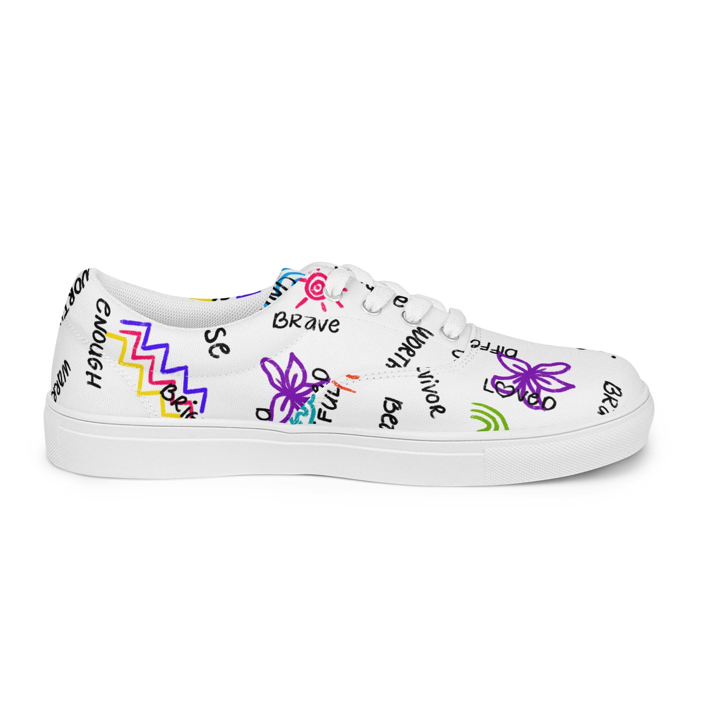 I Am Who I Am Worthy Loved Different Men’s lace-up canvas shoes