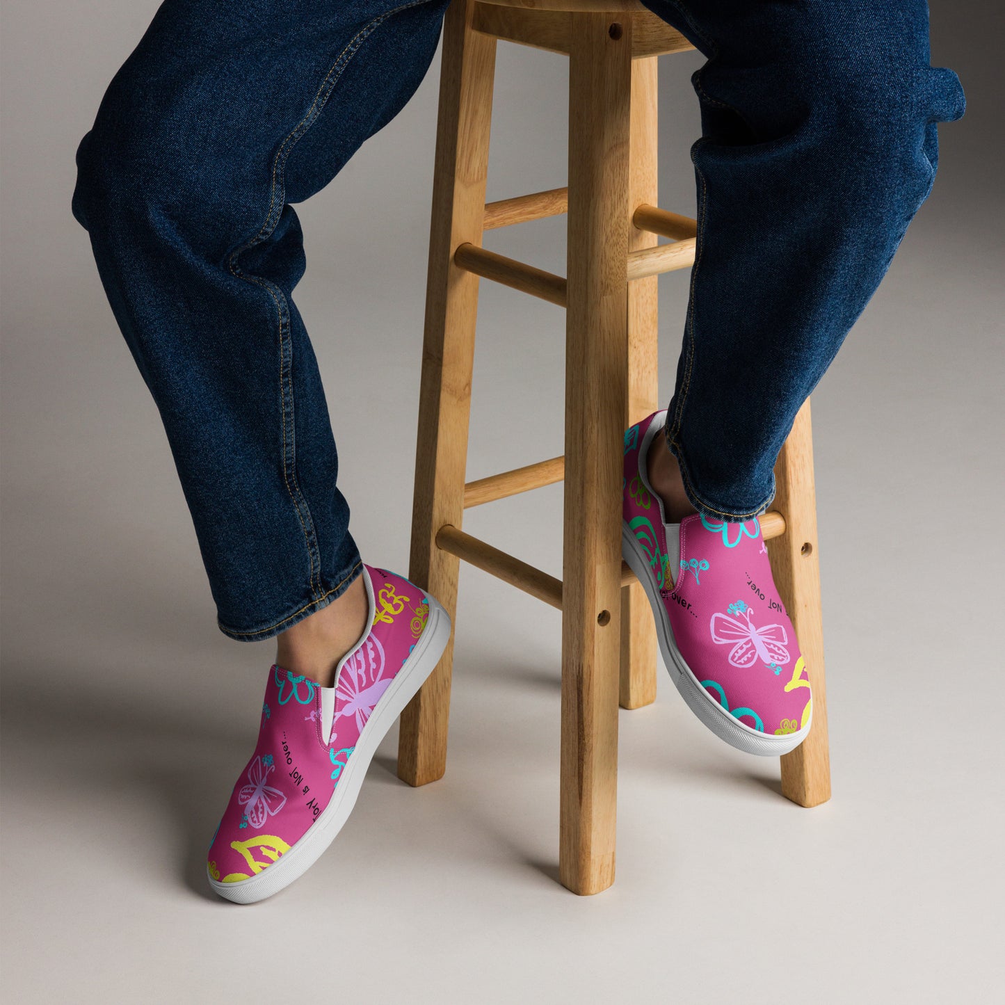 One Day At The Time Pink Men’s slip-on canvas shoes