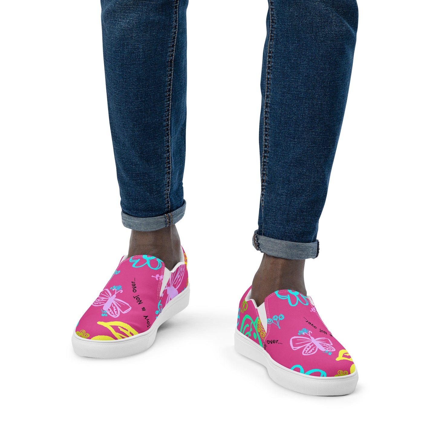 One Day At The Time Pink Men’s slip-on canvas shoes