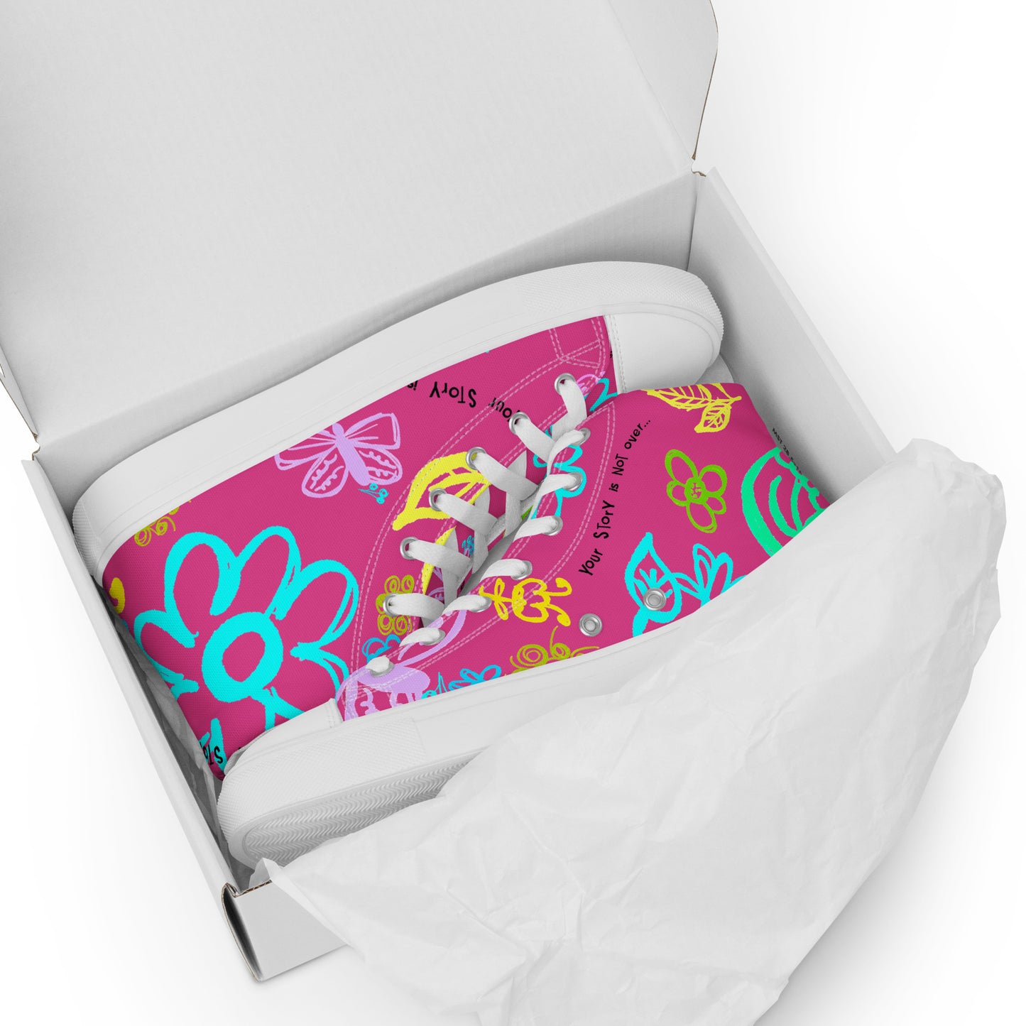 One Day At The Time Pink Women’s high top canvas shoes