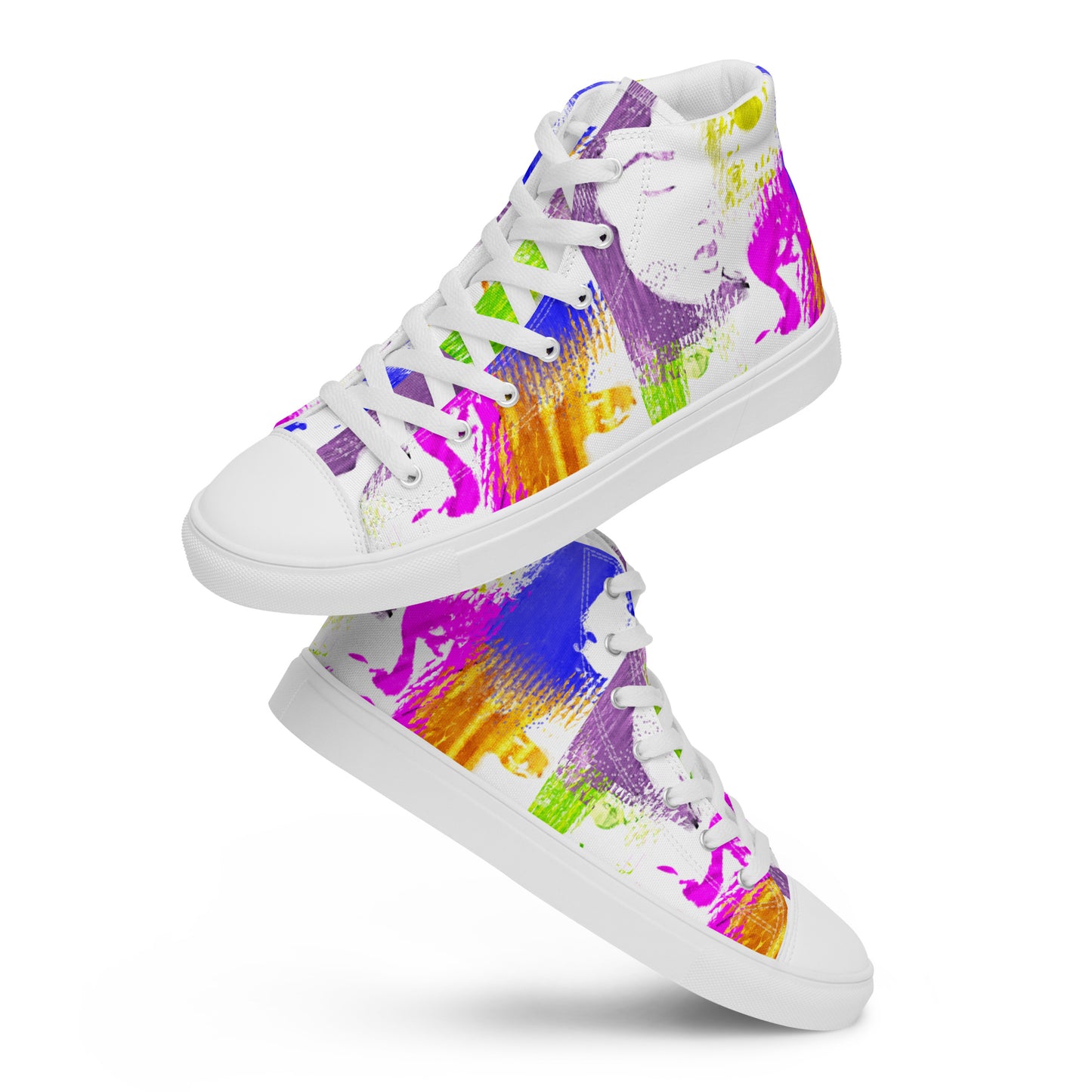 Pop-Art Bold Colorful Faces Women’s high top canvas shoes