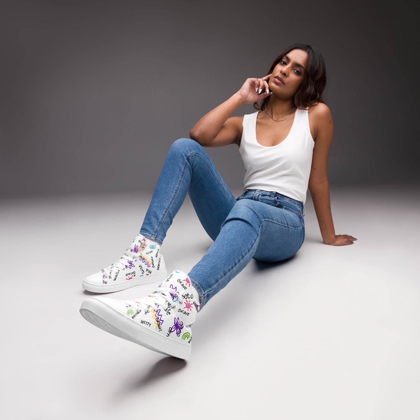 I Am Who I Am Worthy Loved Different Women’s high top canvas shoes