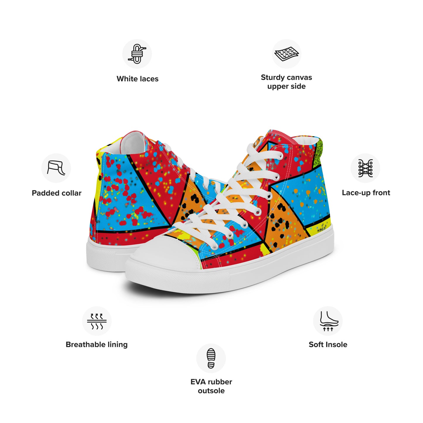 Geometric Colorful Shapes Women’s high top canvas shoes
