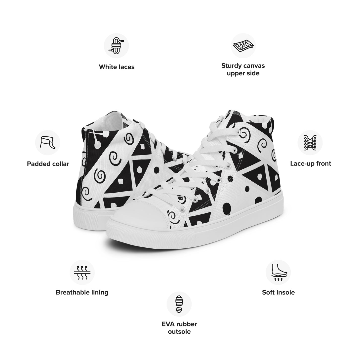 Geometry Abstraction Block Women’s high top canvas shoes