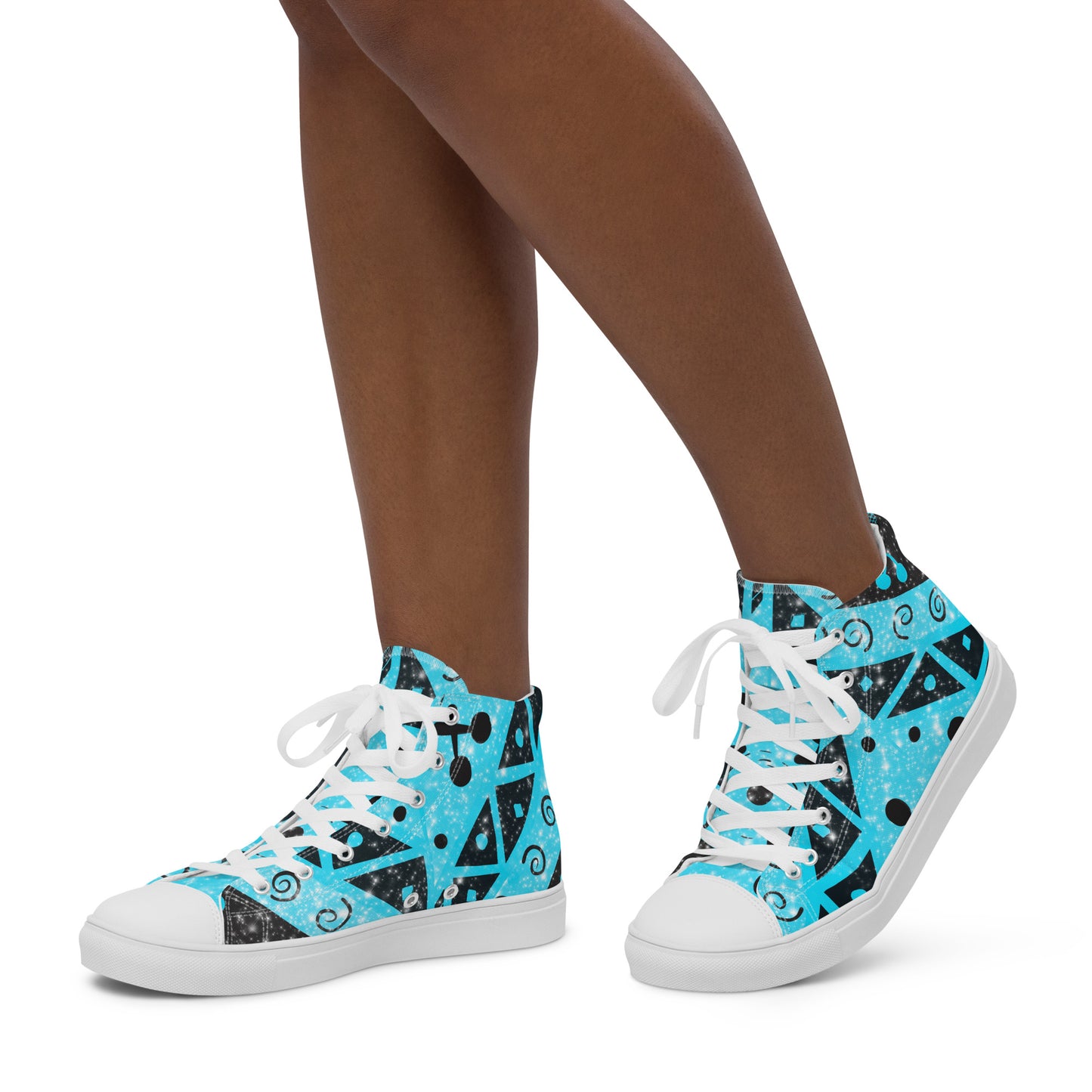 Geometry Abstraction Block Blue Women’s high top canvas shoes