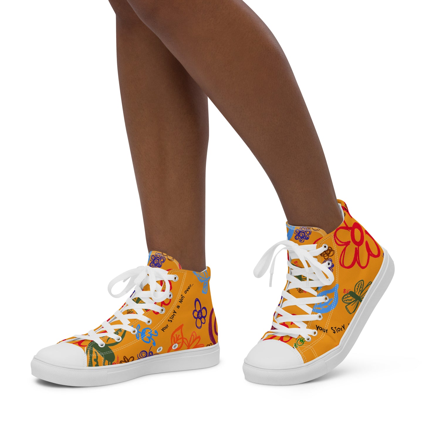Your Story Is Not Over Yellow Women’s high top canvas shoes