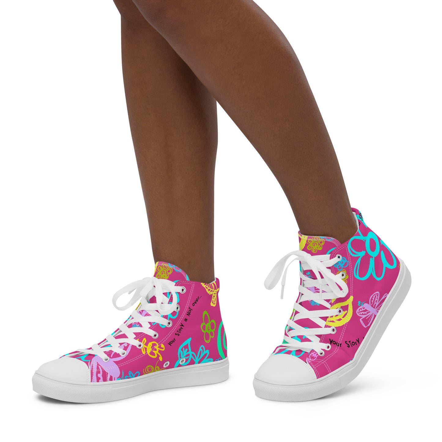 One Day At The Time Pink Women’s high top canvas shoes