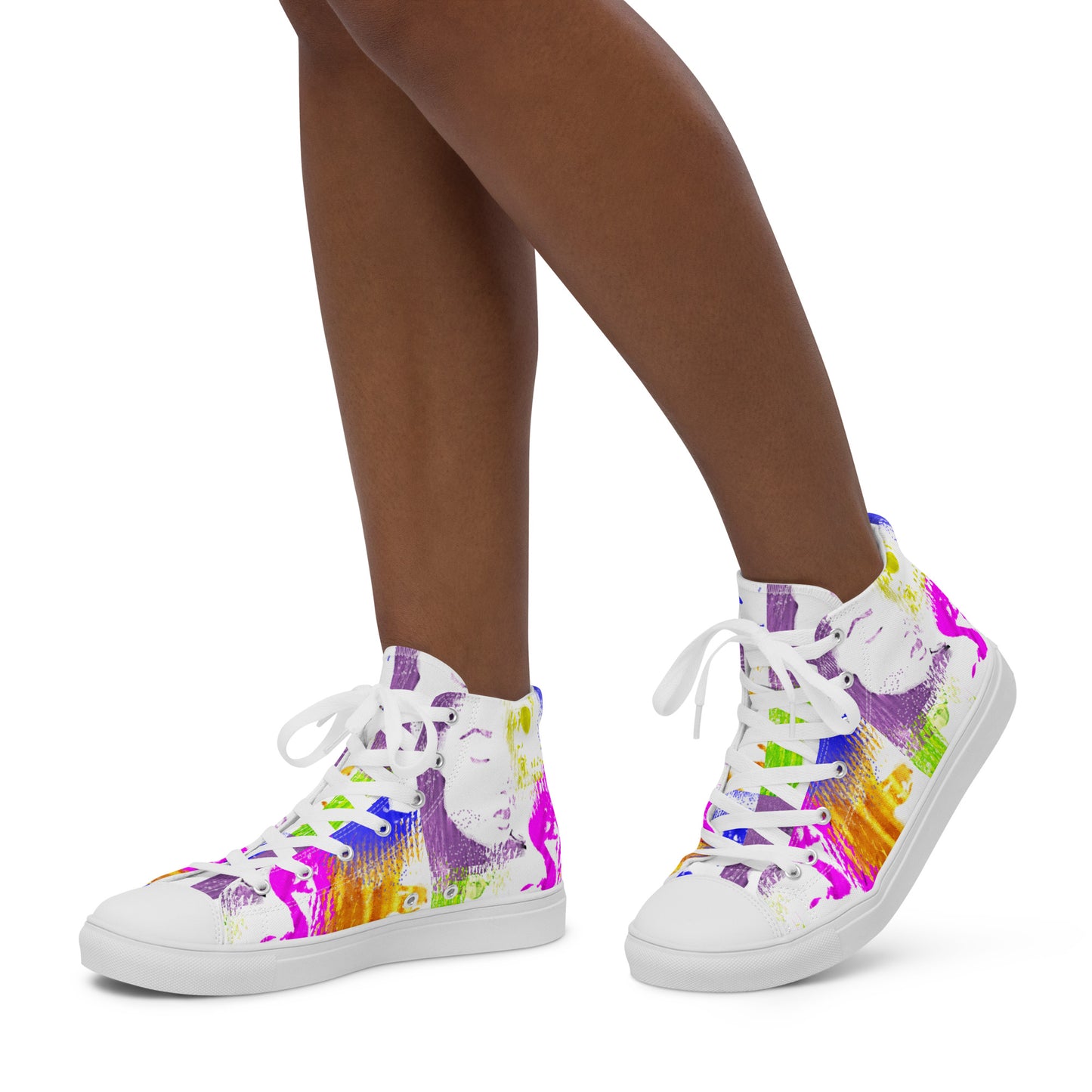 Pop-Art Bold Colorful Faces Women’s high top canvas shoes