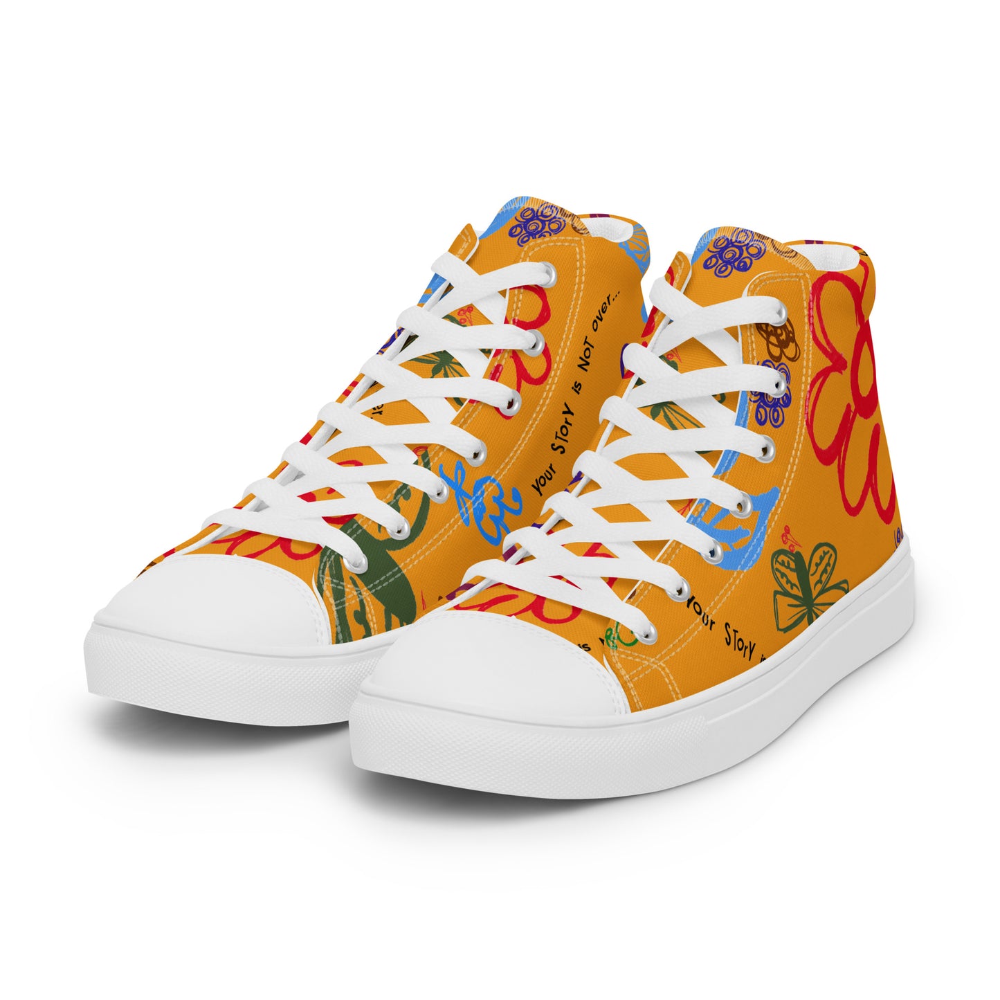 Your Story Is Not Over Yellow Women’s high top canvas shoes