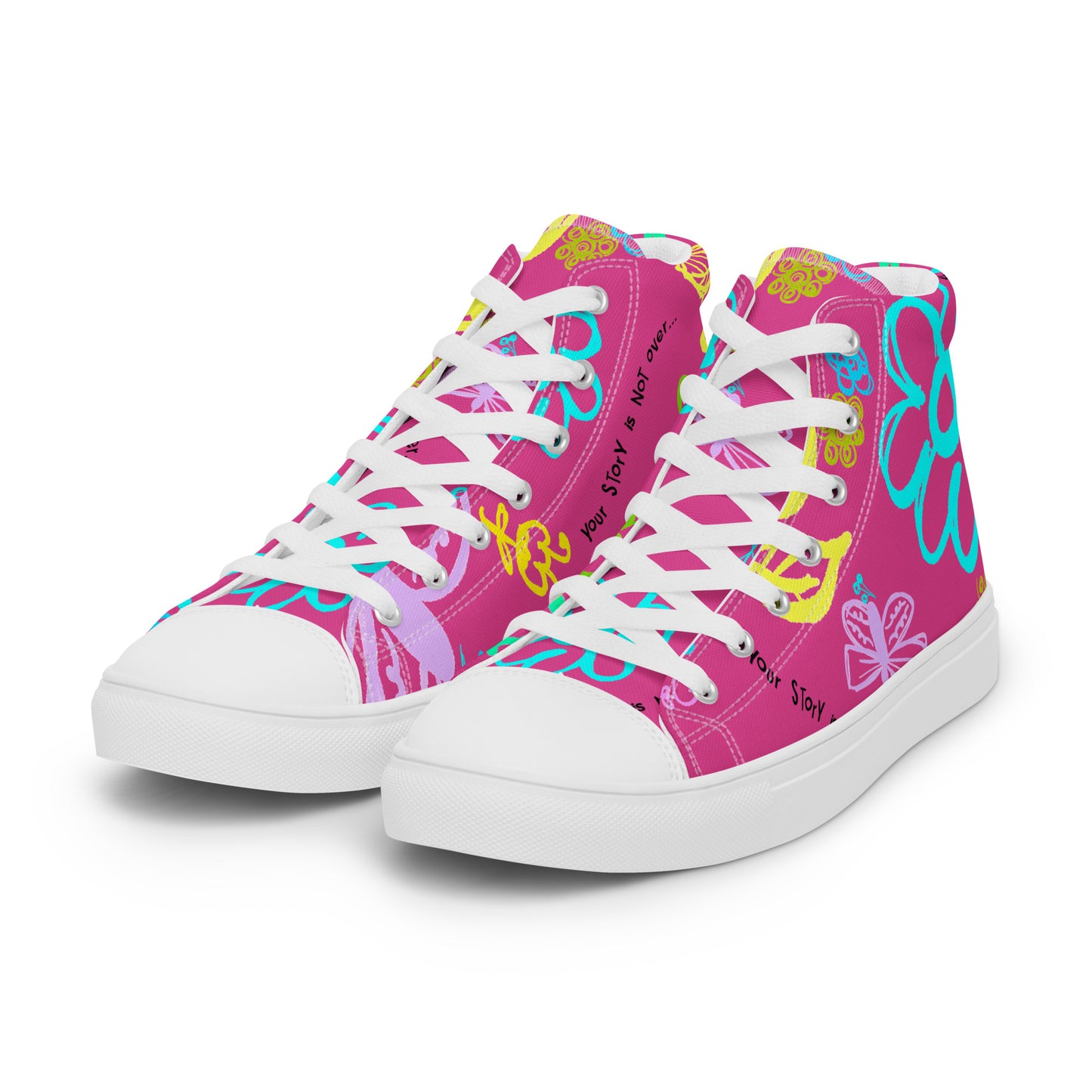 One Day At The Time Pink Women’s high top canvas shoes