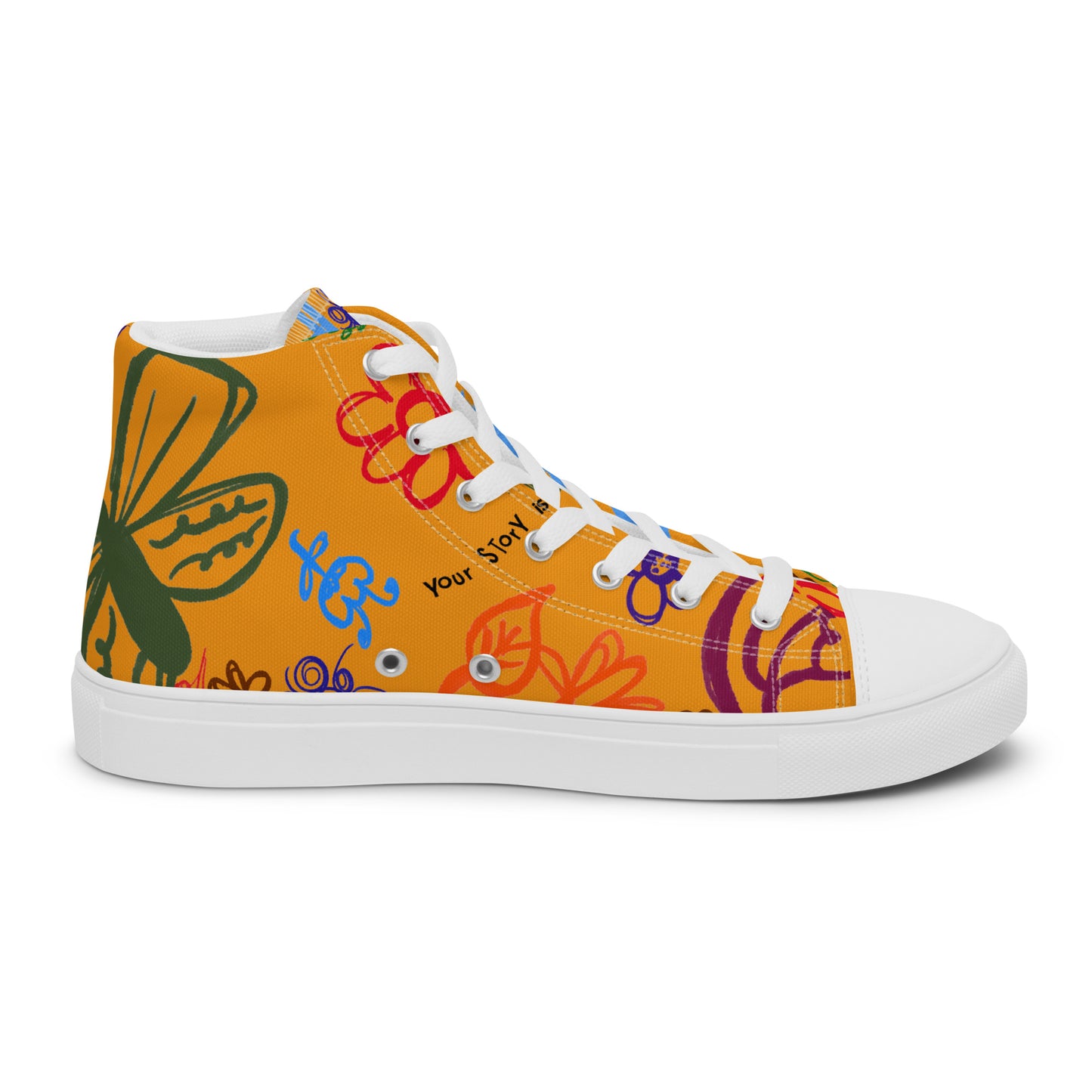 Your Story Is Not Over Yellow Women’s high top canvas shoes