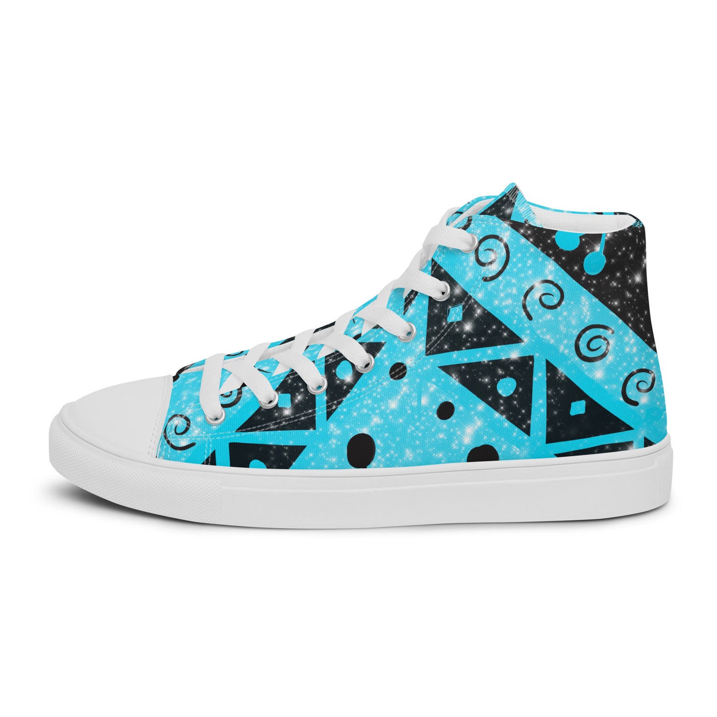 Geometry Abstraction Block Blue Women’s high top canvas shoes