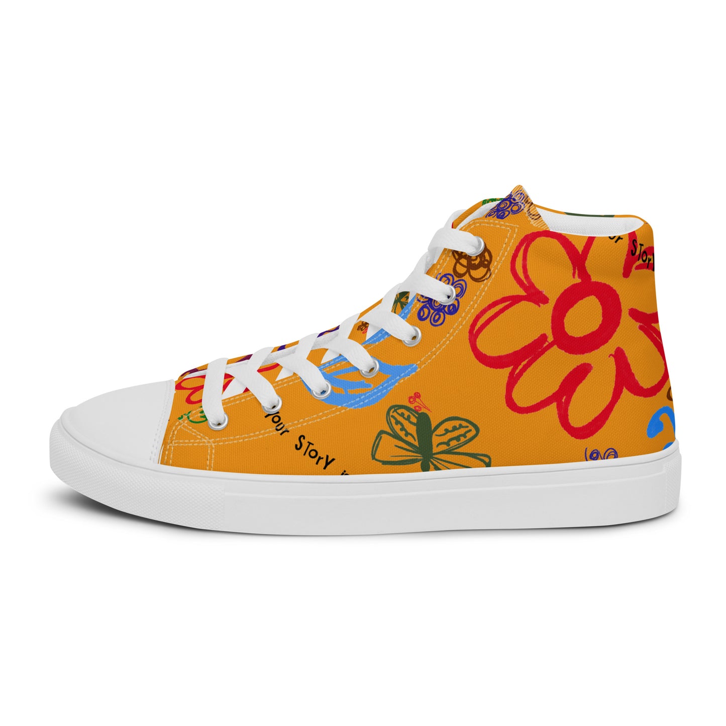 Your Story Is Not Over Yellow Women’s high top canvas shoes