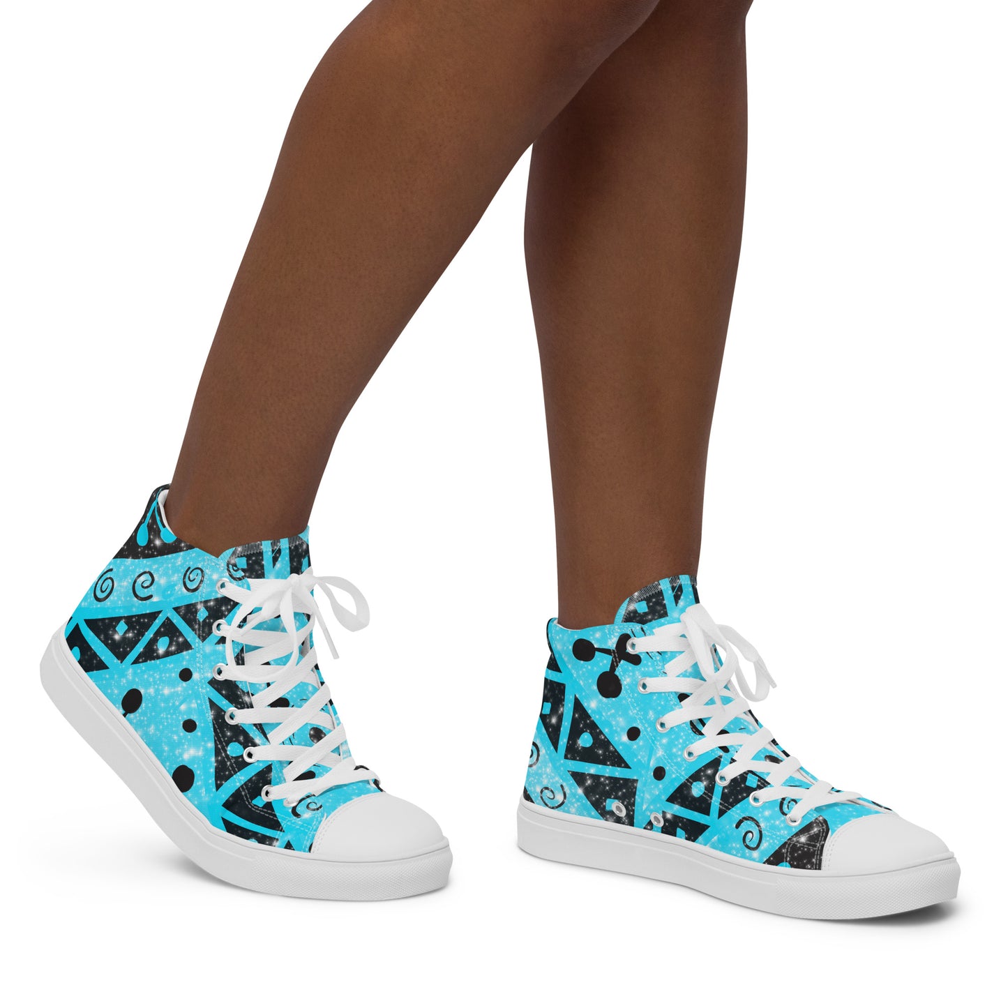 Geometry Abstraction Block Blue Women’s high top canvas shoes