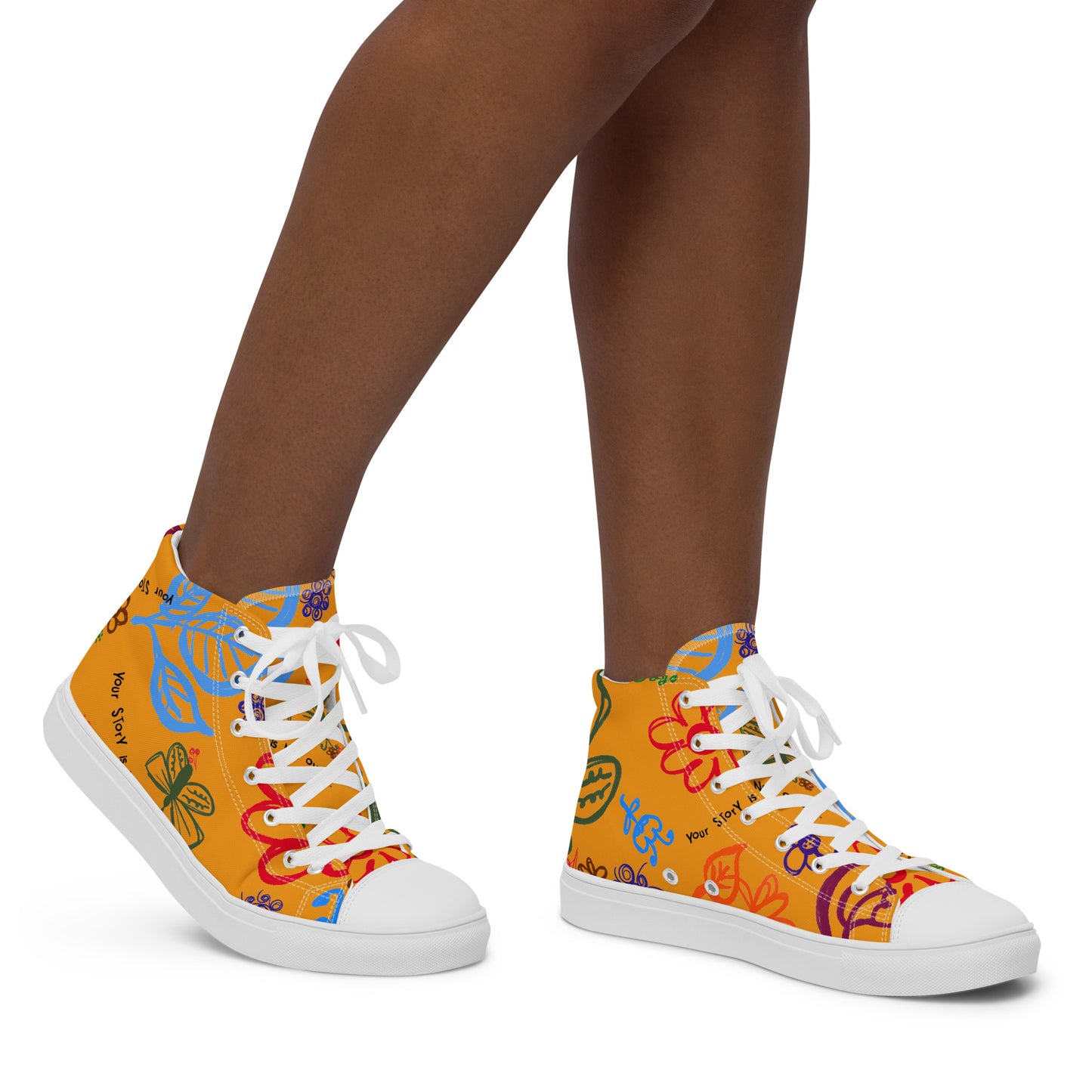 Your Story Is Not Over Yellow Women’s high top canvas shoes