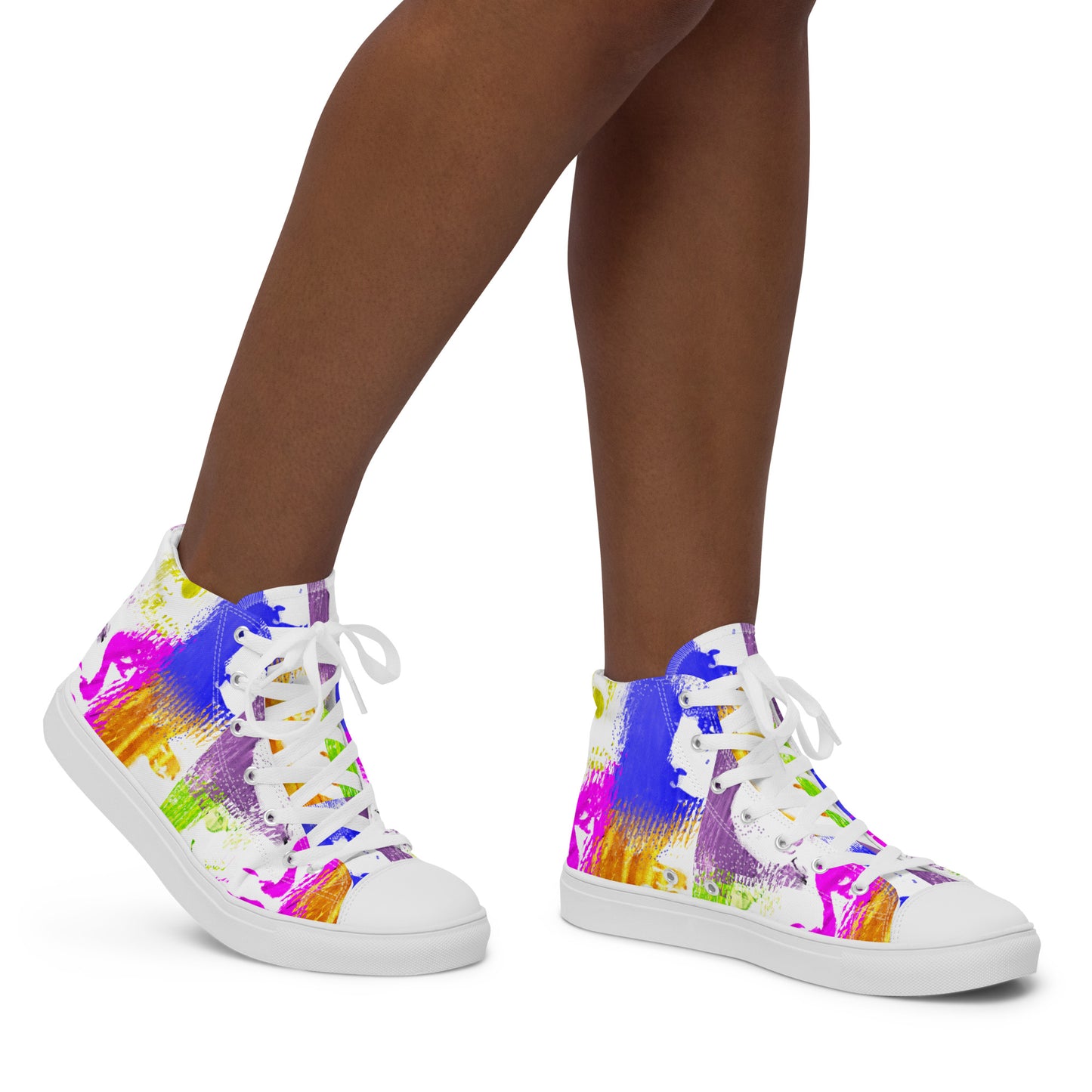 Pop-Art Bold Colorful Faces Women’s high top canvas shoes