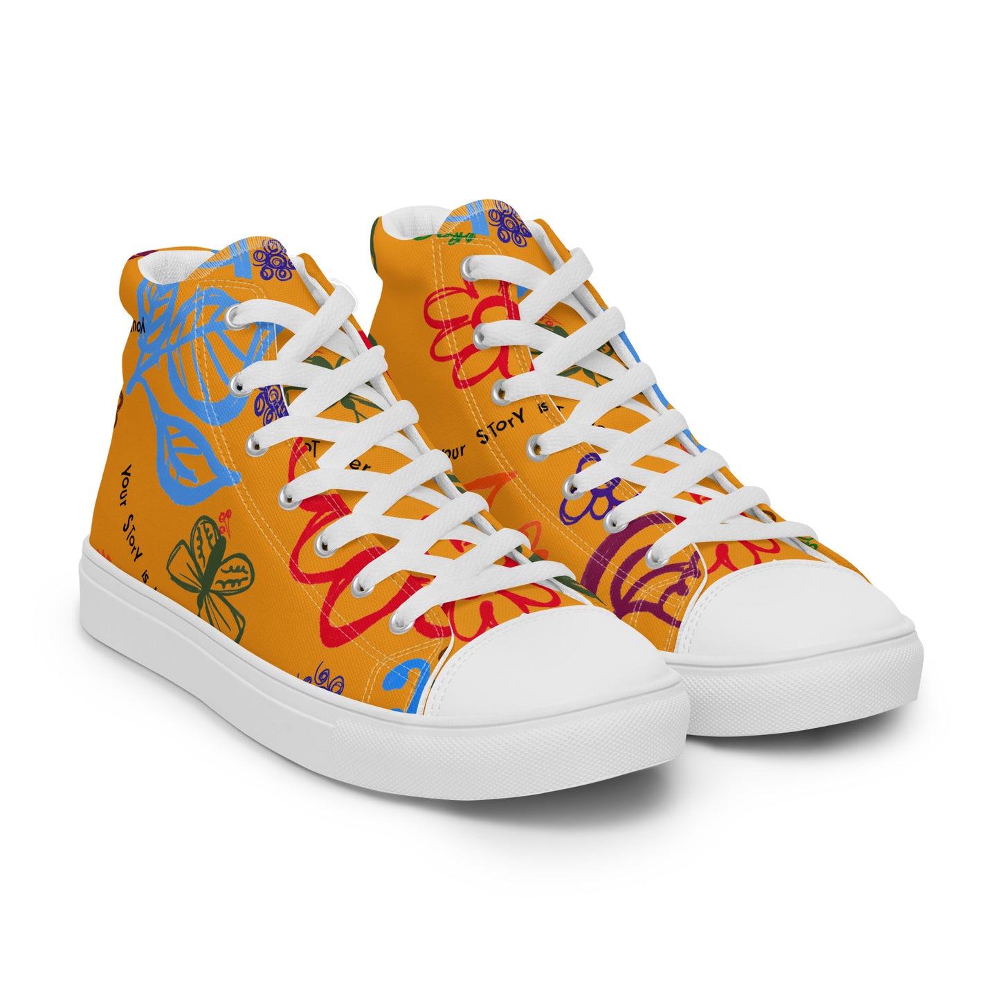 Your Story Is Not Over Yellow Women’s high top canvas shoes