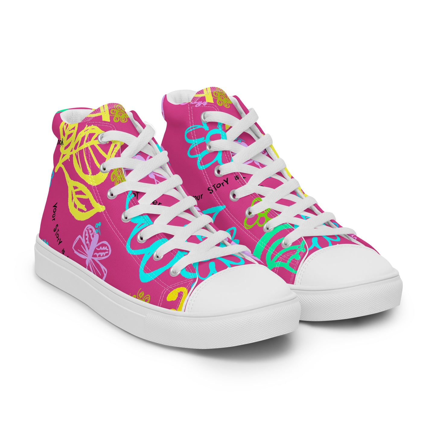 One Day At The Time Pink Women’s high top canvas shoes