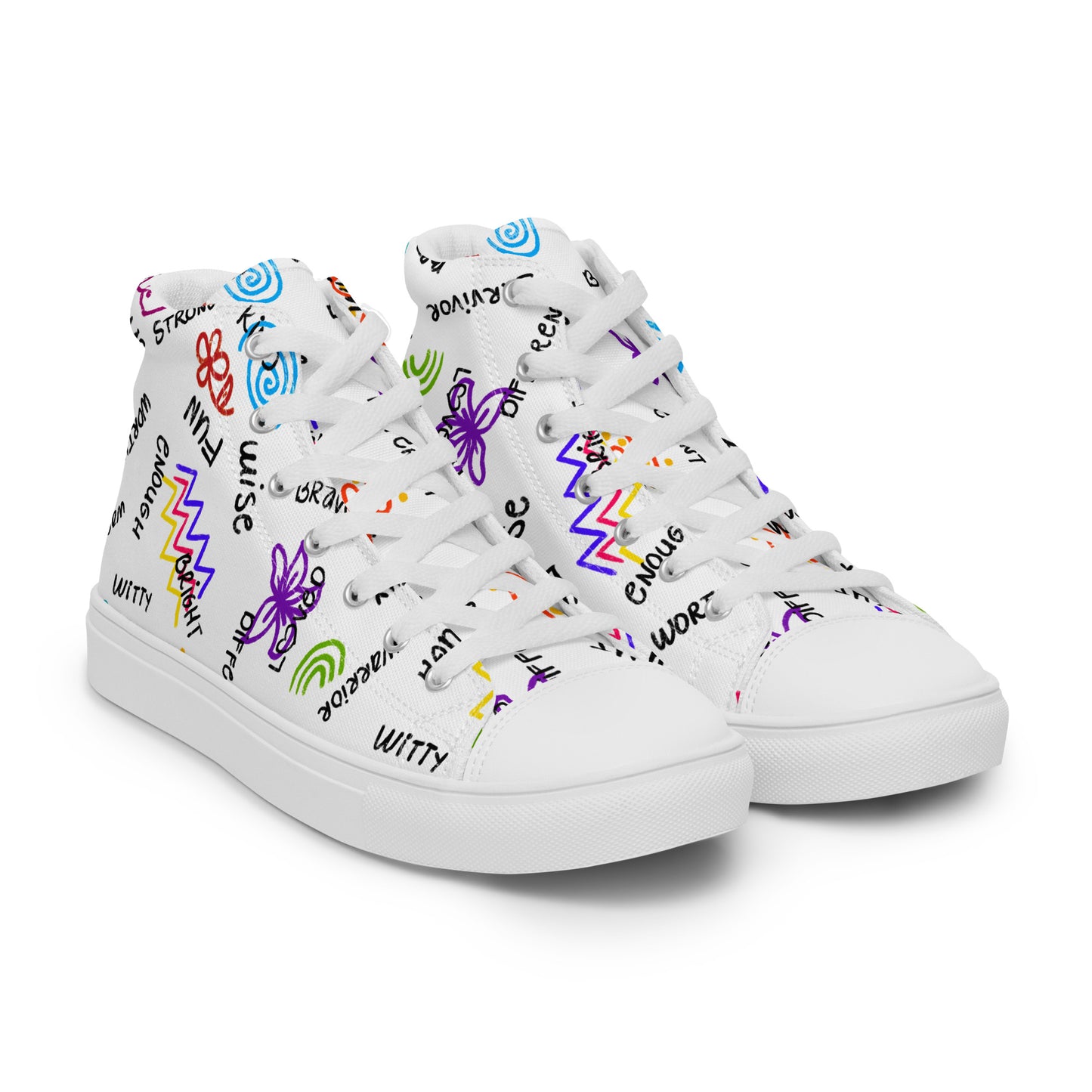 I Am Who I Am Worthy Loved Different Women’s high top canvas shoes