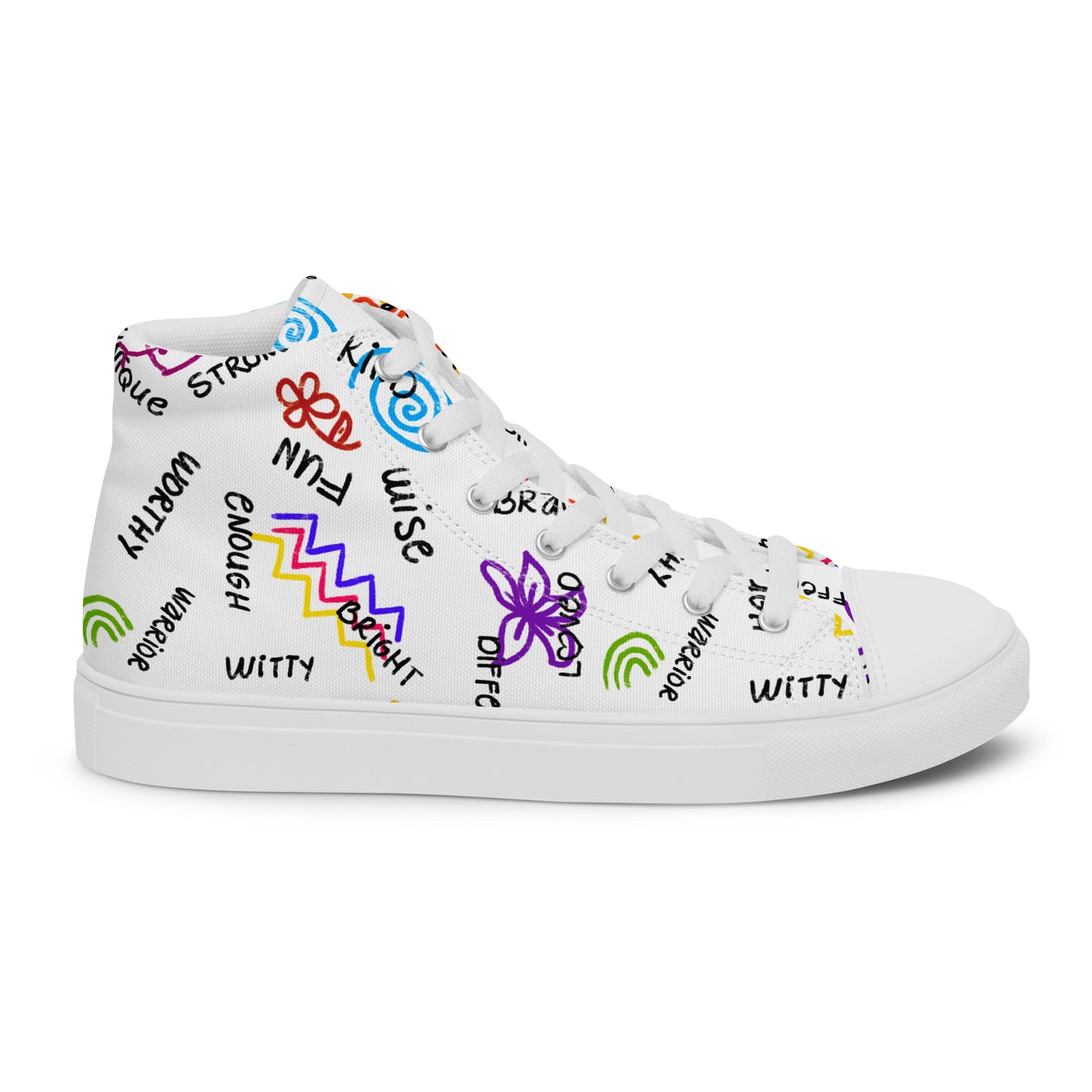 I Am Who I Am Worthy Loved Different Women’s high top canvas shoes