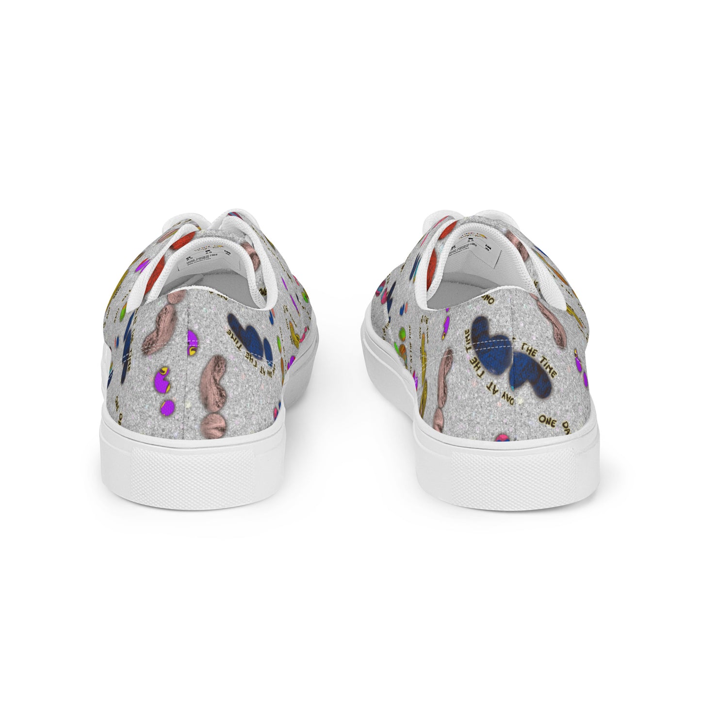 Semi-colon One Day Ay The Time Silver Glitter Women’s lace-up canvas shoes