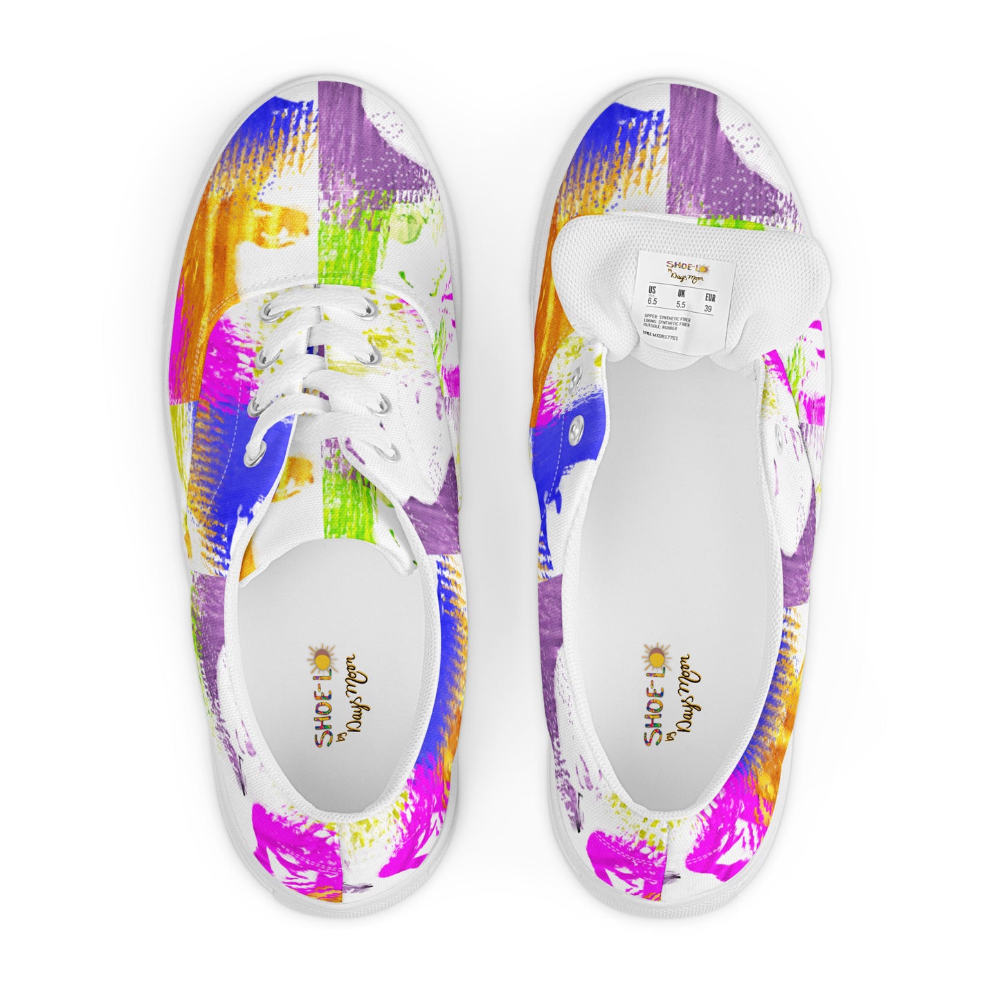 Pop-Art Bold Colorful Faces Women’s lace-up canvas shoes