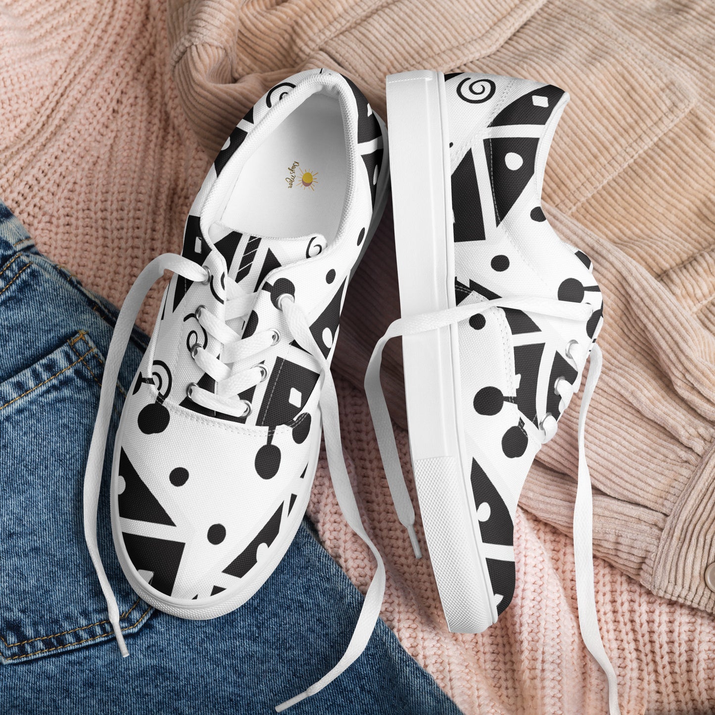 Geometry Abstraction Block Women’s lace-up canvas shoes