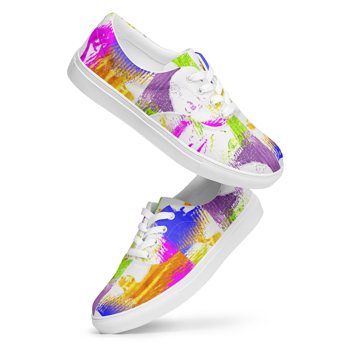 Pop-Art Bold Colorful Faces Women’s lace-up canvas shoes