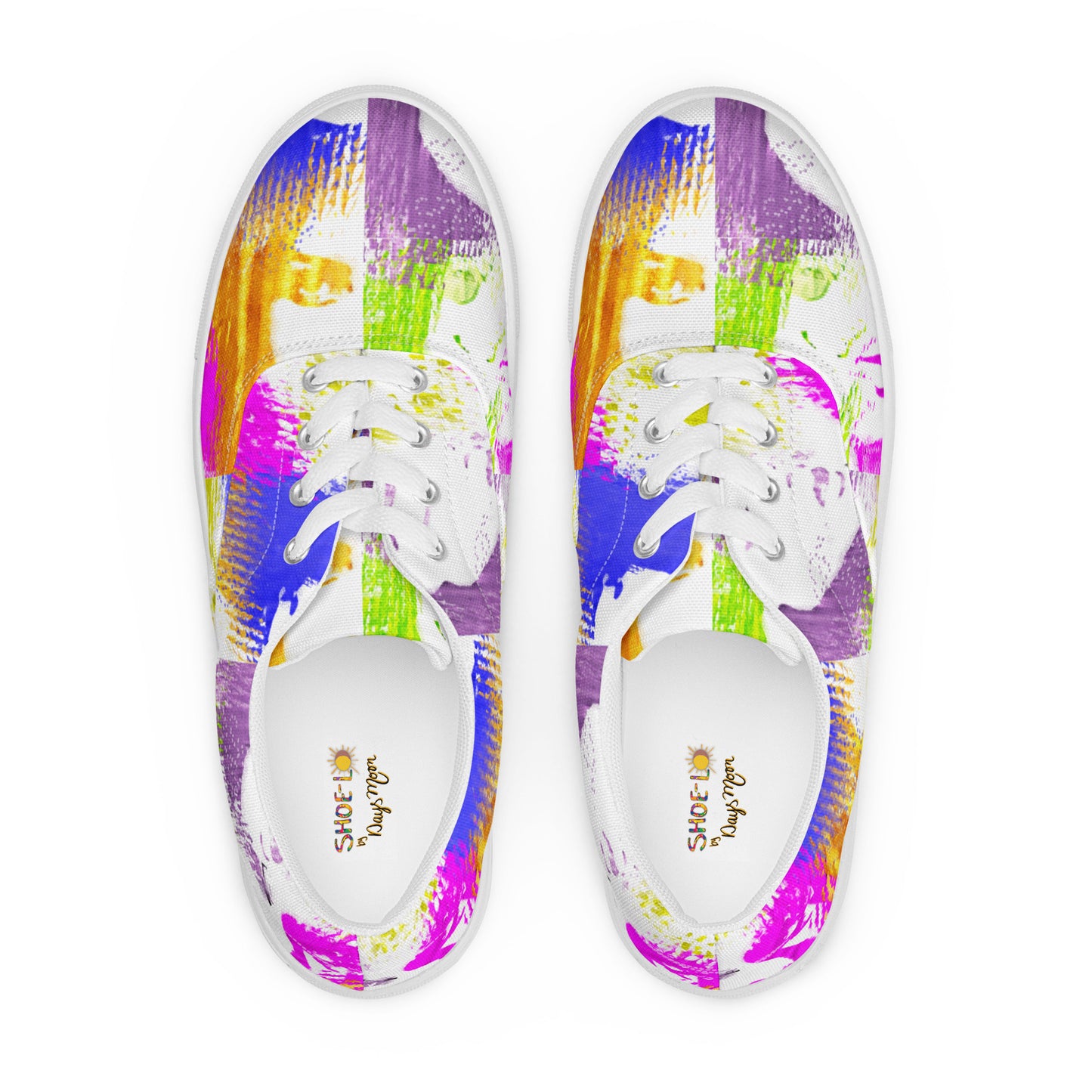 Pop-Art Bold Colorful Faces Women’s lace-up canvas shoes
