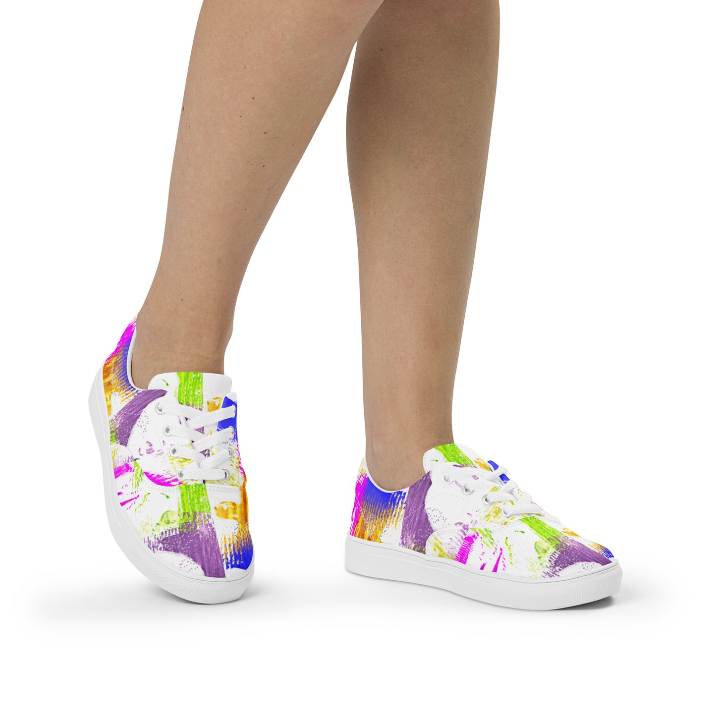 Pop-Art Bold Colorful Faces Women’s lace-up canvas shoes