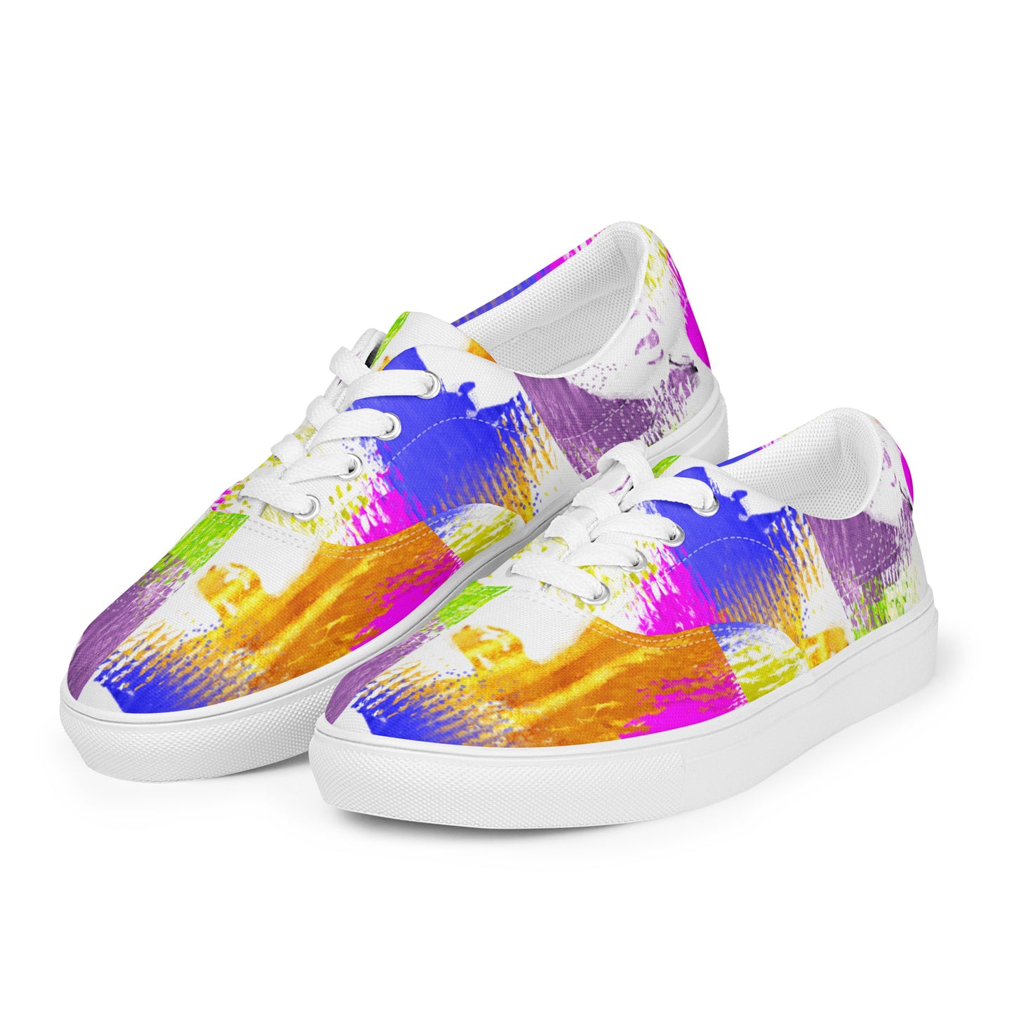Pop-Art Bold Colorful Faces Women’s lace-up canvas shoes