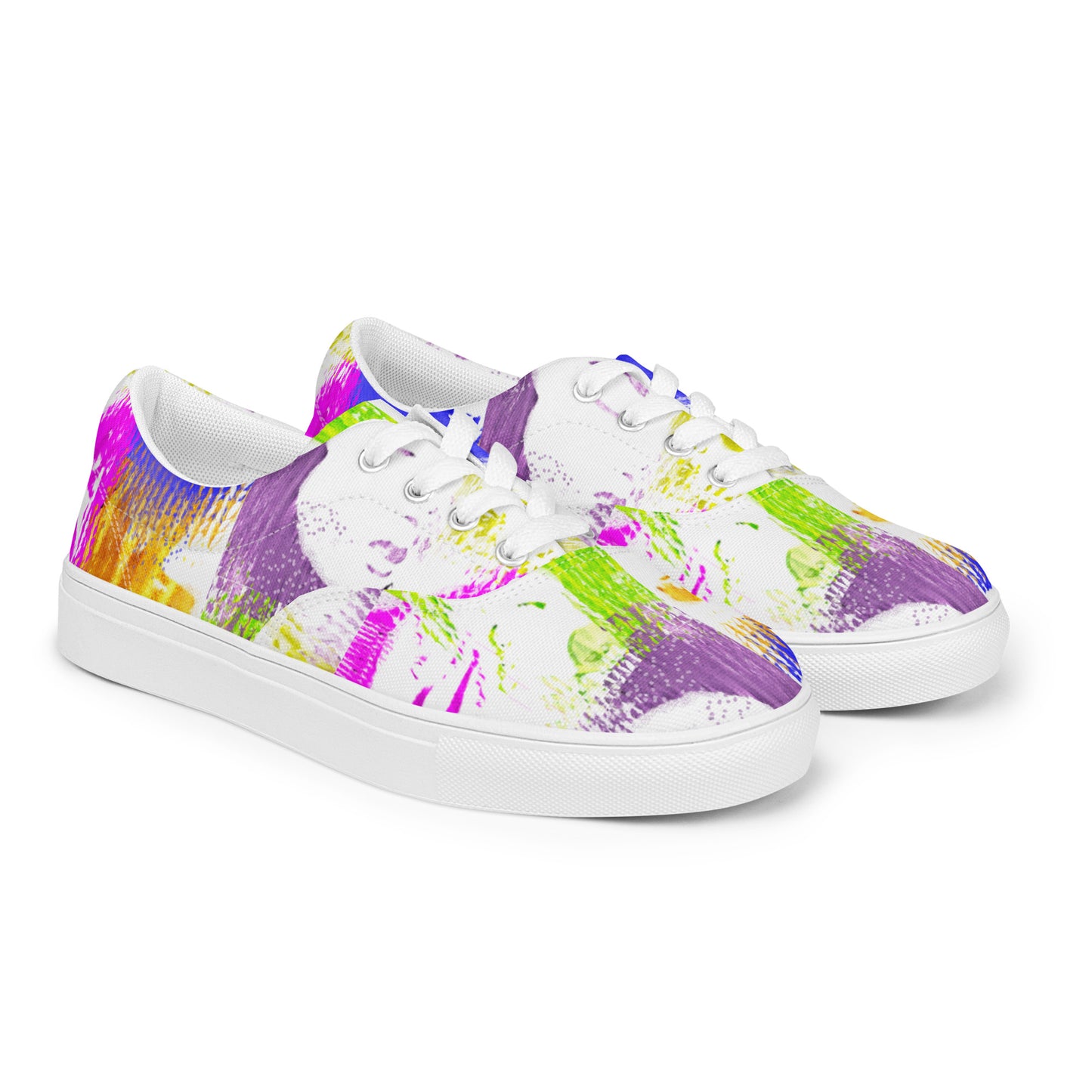 Pop-Art Bold Colorful Faces Women’s lace-up canvas shoes