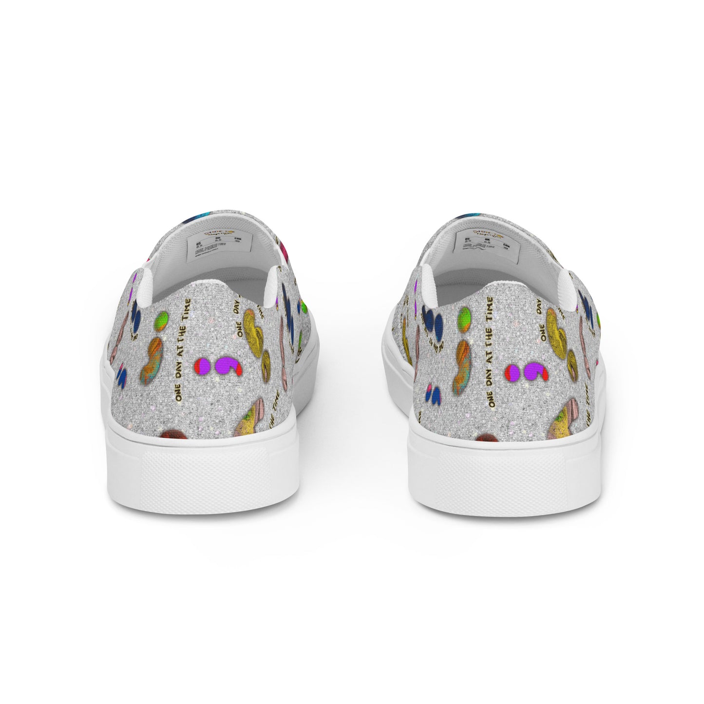 Semi-colon One Day Ay The Time Silver Glitter Women’s slip-on canvas shoes