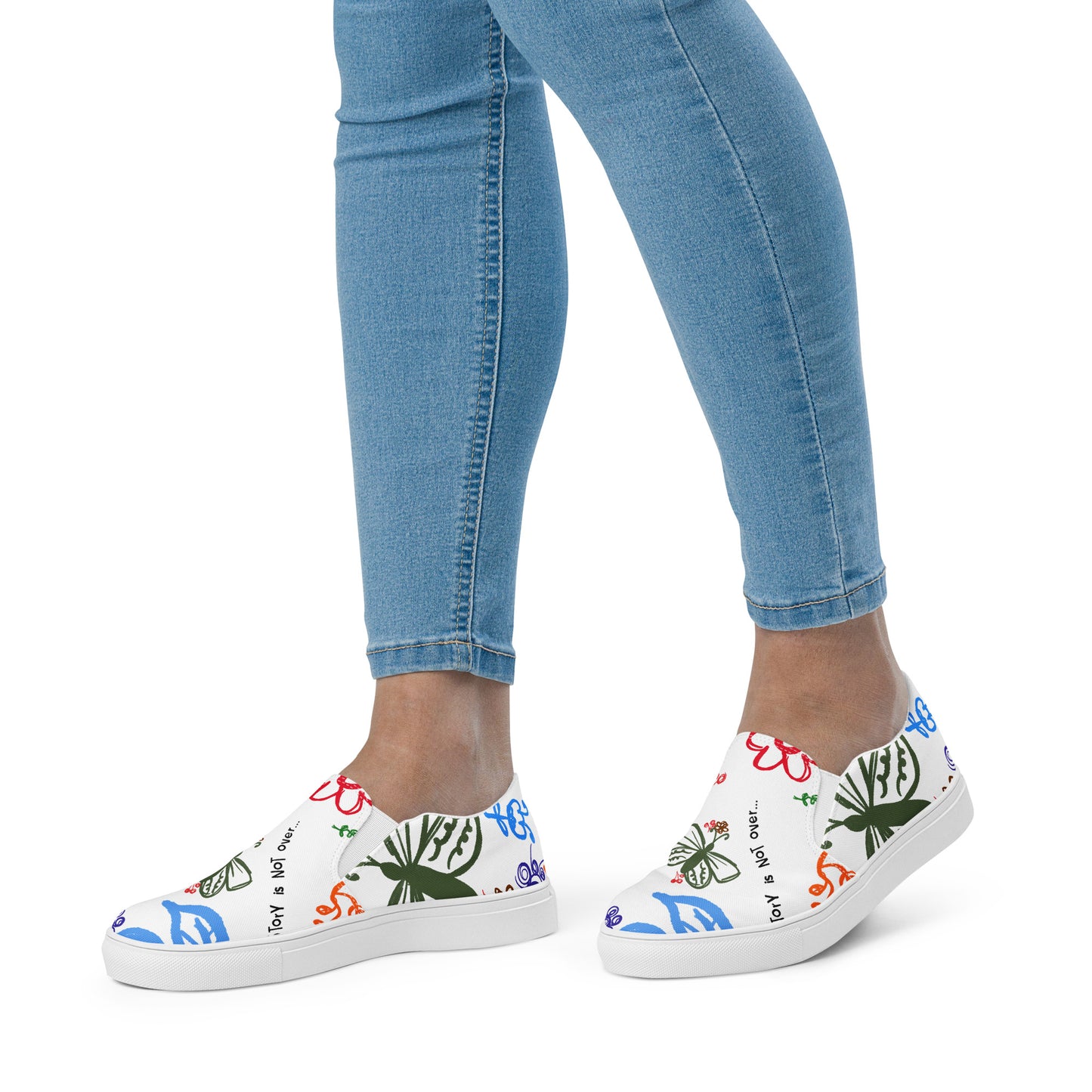 Your Story Is Not Over White Women’s slip-on canvas shoes