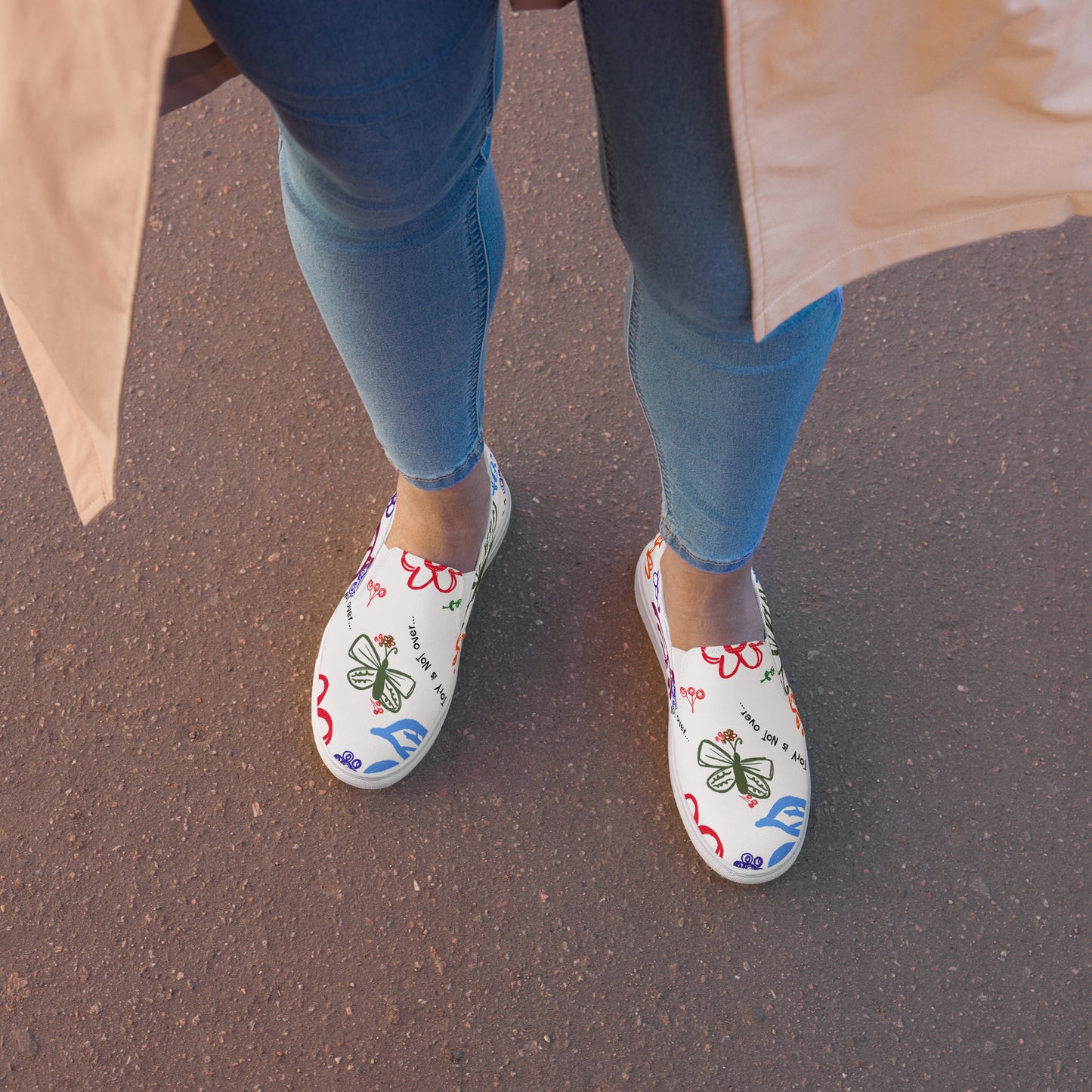 Your Story Is Not Over White Women’s slip-on canvas shoes