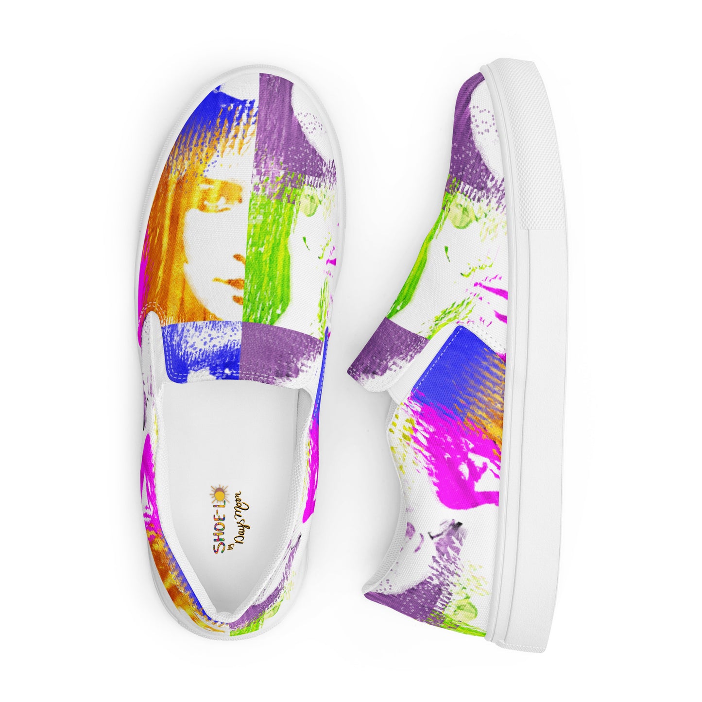 Pop-Art Bold Colorful Faces Women’s slip-on canvas shoes