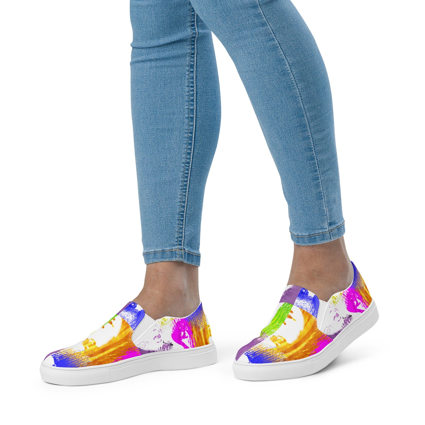 Pop-Art Bold Colorful Faces Women’s slip-on canvas shoes