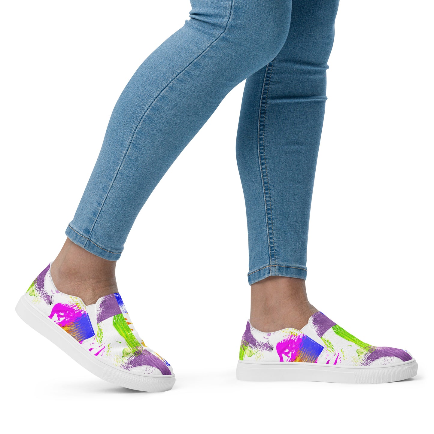 Pop-Art Bold Colorful Faces Women’s slip-on canvas shoes