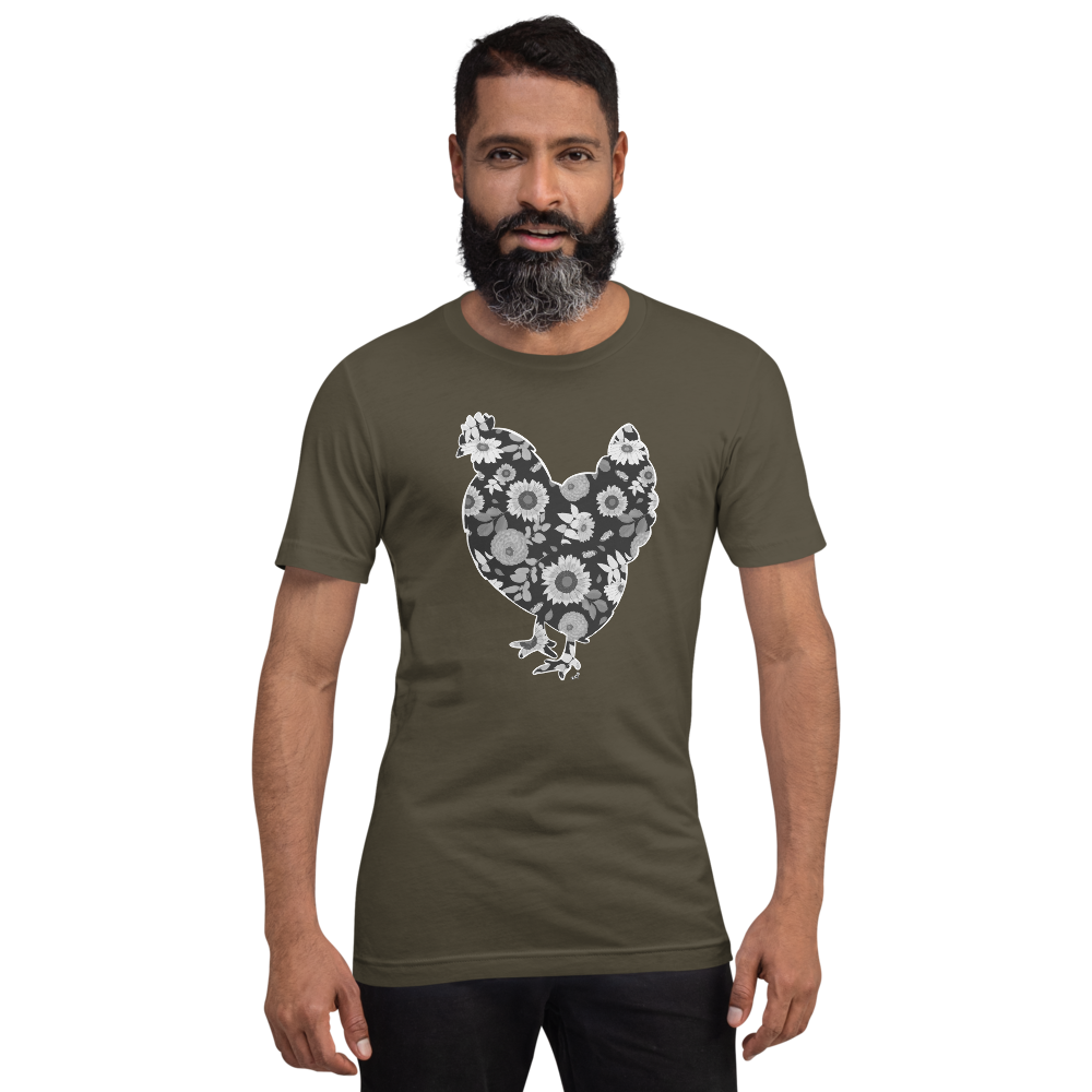 Sunflowers Torch Ginger Coneflower Australorp Chicken IV Short-sleeve unisex t-shirt