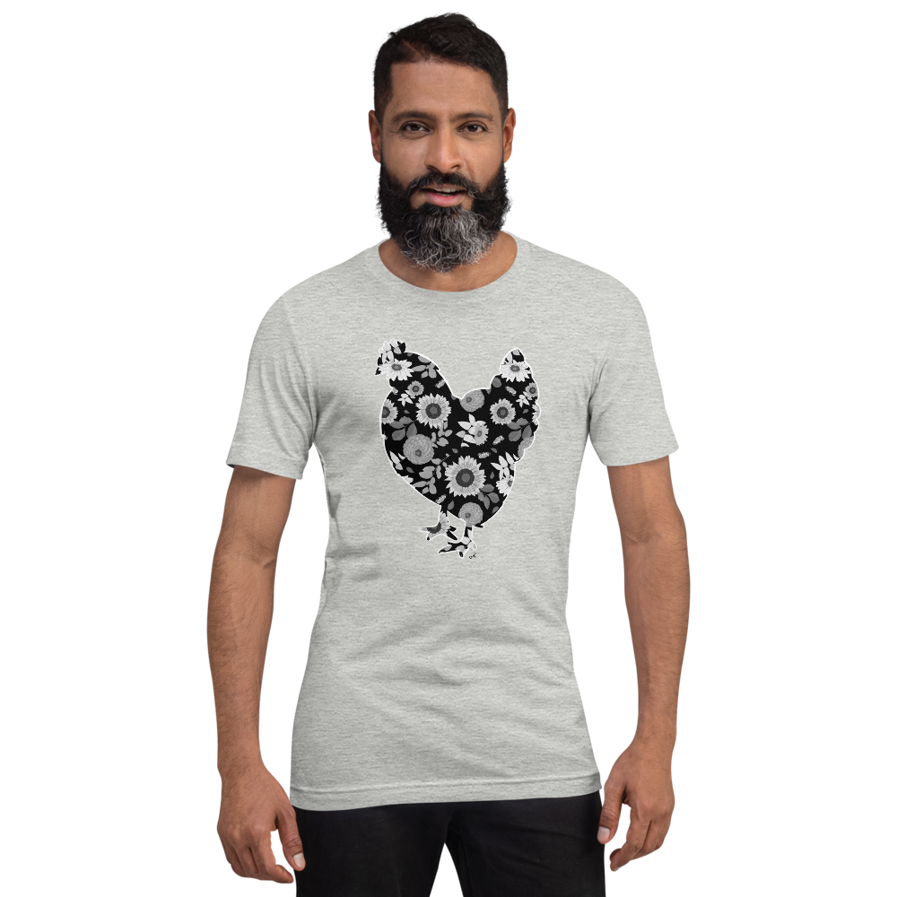 Sunflowers Torch Ginger Coneflower Australorp Chicken IV Short-sleeve unisex t-shirt