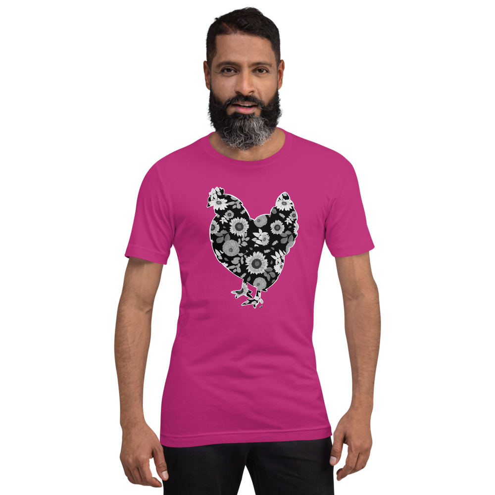 Sunflowers Torch Ginger Coneflower Australorp Chicken IV Short-sleeve unisex t-shirt