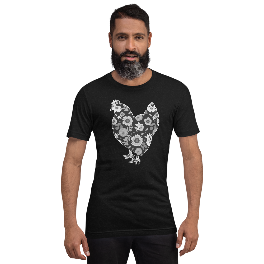 Sunflowers Torch Ginger Coneflower Australorp Chicken IV Short-sleeve unisex t-shirt