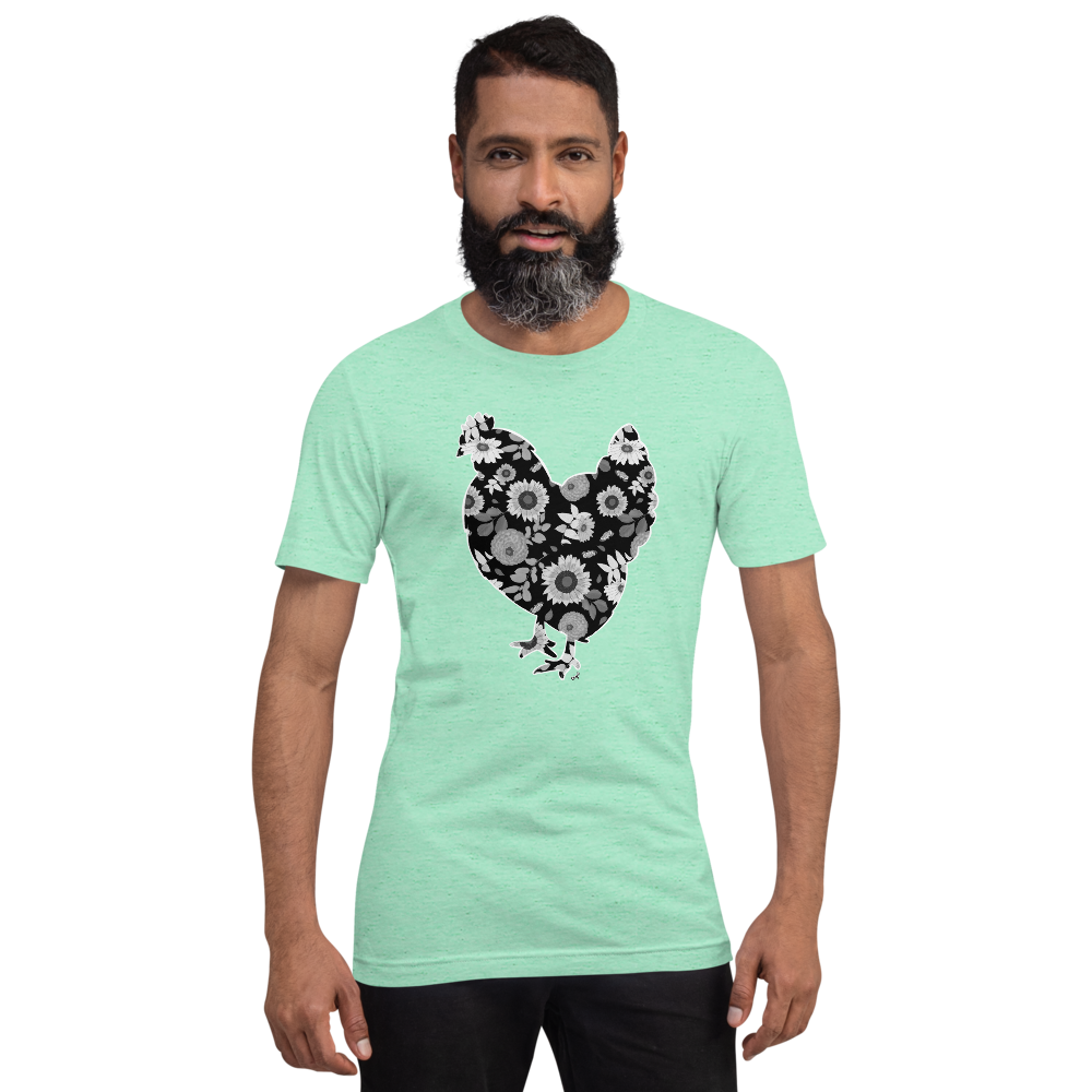 Sunflowers Torch Ginger Coneflower Australorp Chicken IV Short-sleeve unisex t-shirt