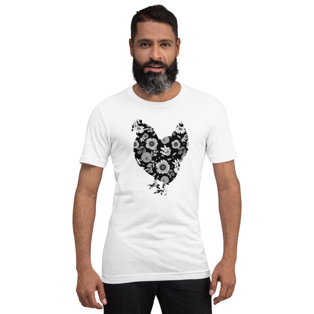 Sunflowers Torch Ginger Coneflower Australorp Chicken IV Short-sleeve unisex t-shirt
